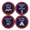 Cocktail Orders Needlepoint Coasters (Set of 4 with holder)