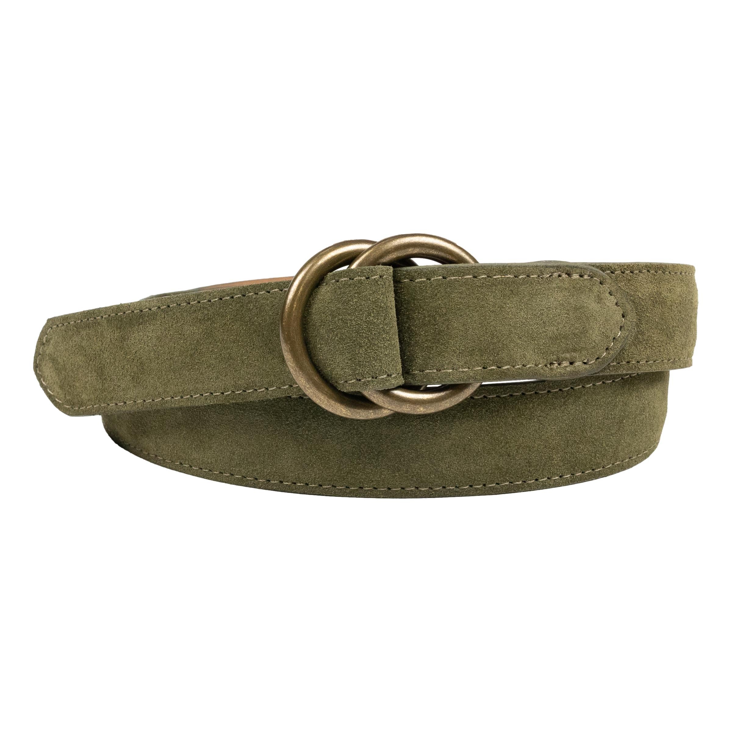 Suede Calfskin Belt with O-Ring Buckle