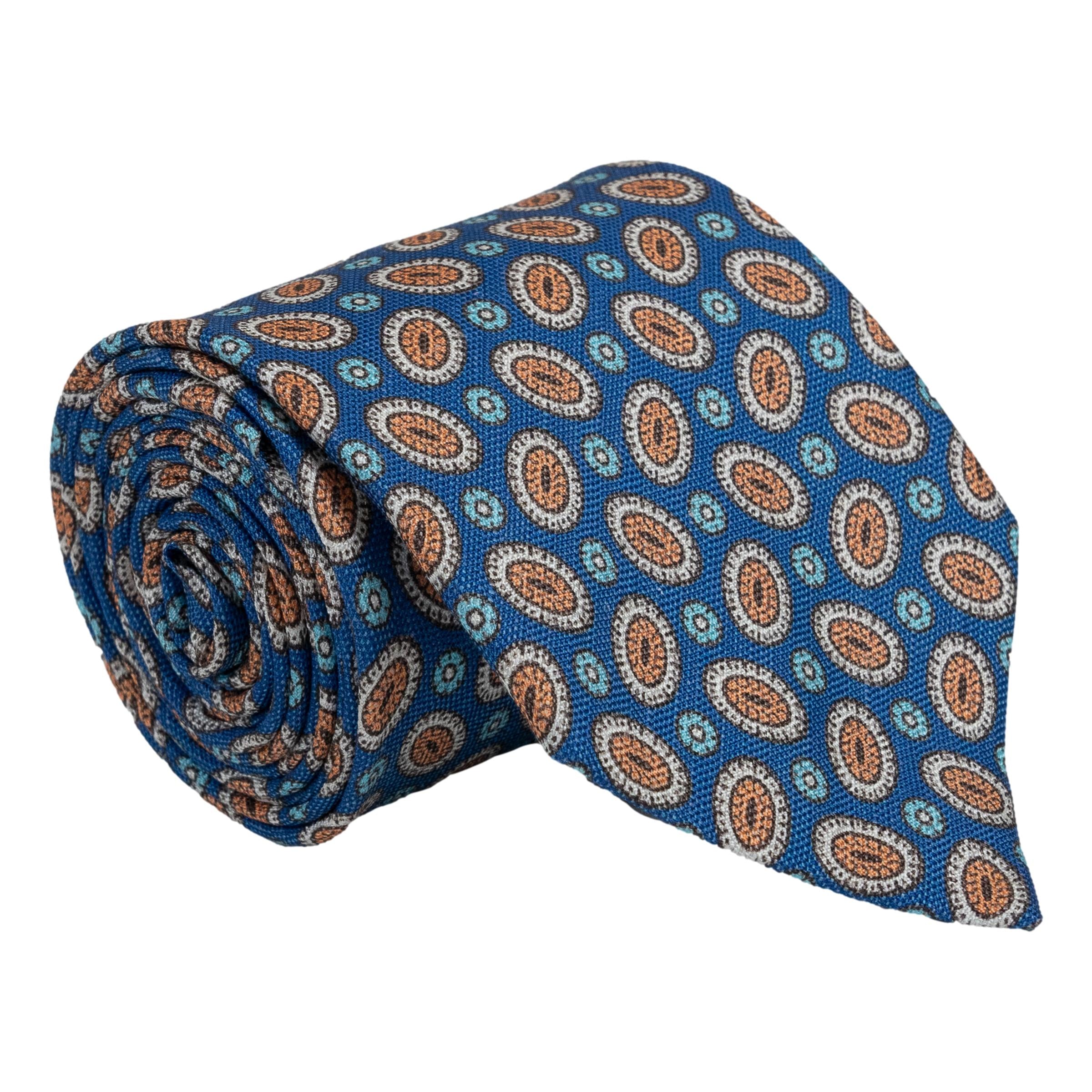 Abstract Oval Shield Motif Silk Tie