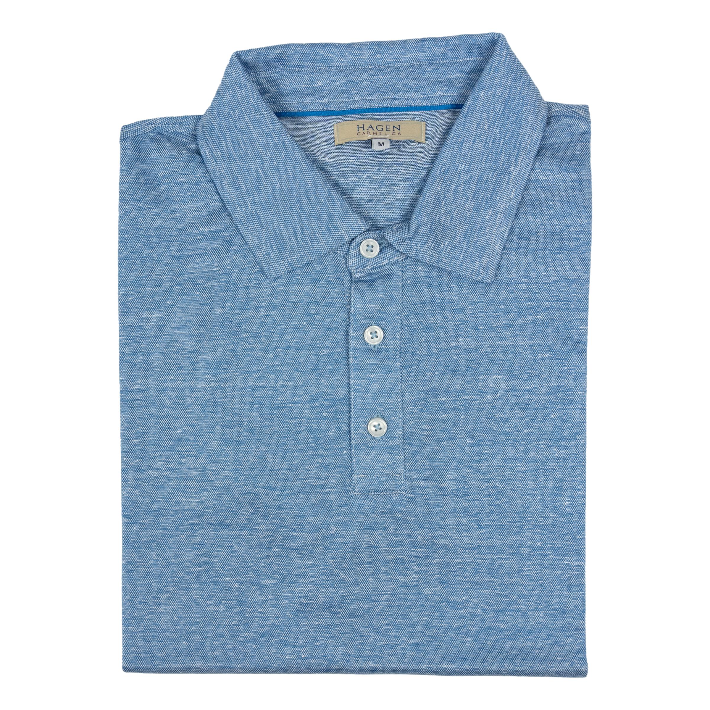 Cotton and Linen Blend Pique Polo