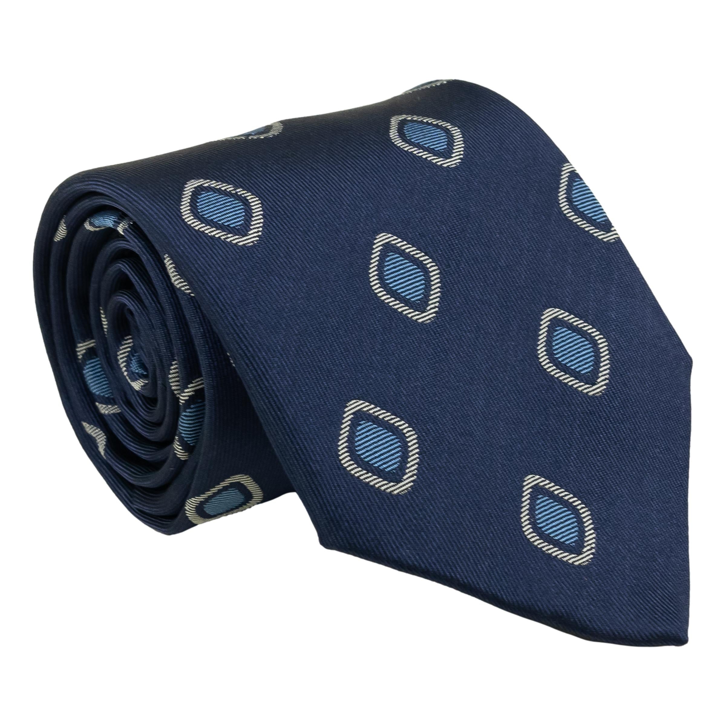 Diamond Bullseye Motif Woven Silk Tie