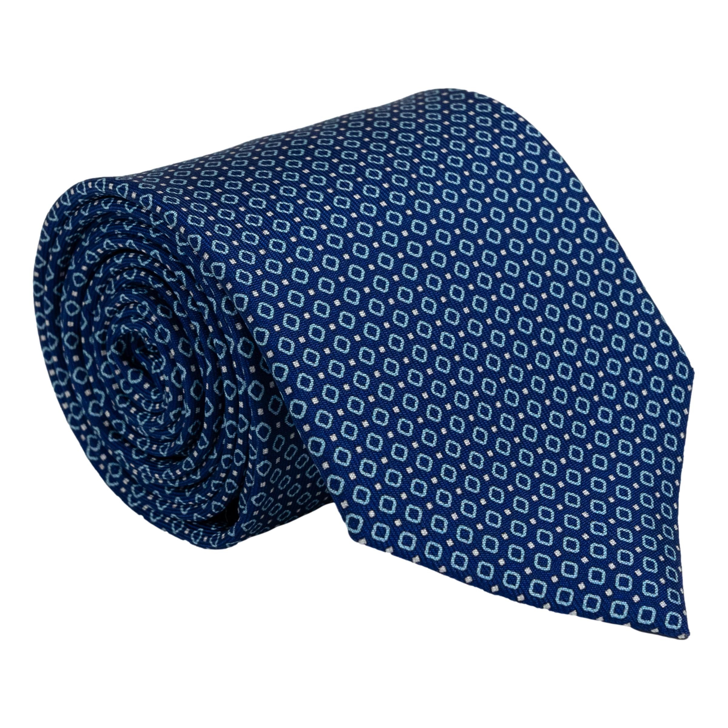 Diamond and Mini Square Pattern Silk Tie