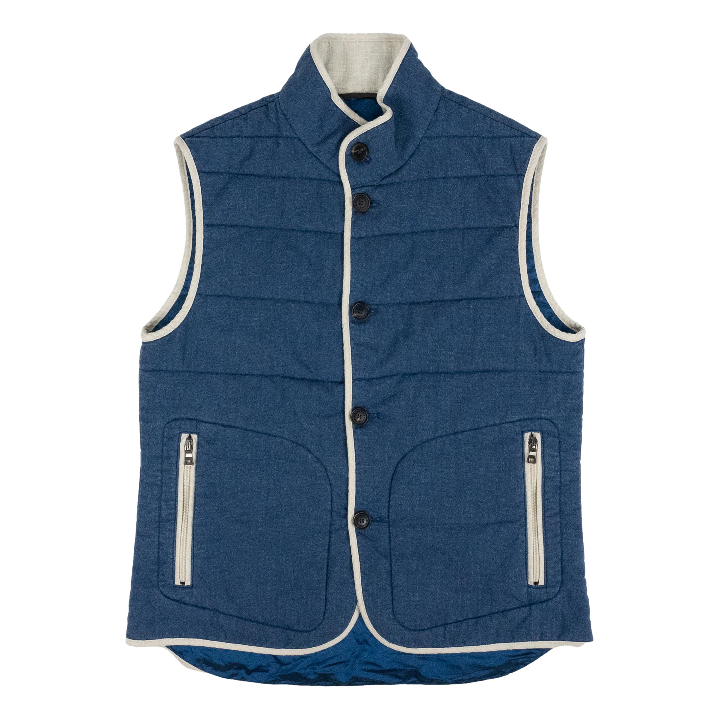 Blue Garment Dyed Linen Waterville Vest