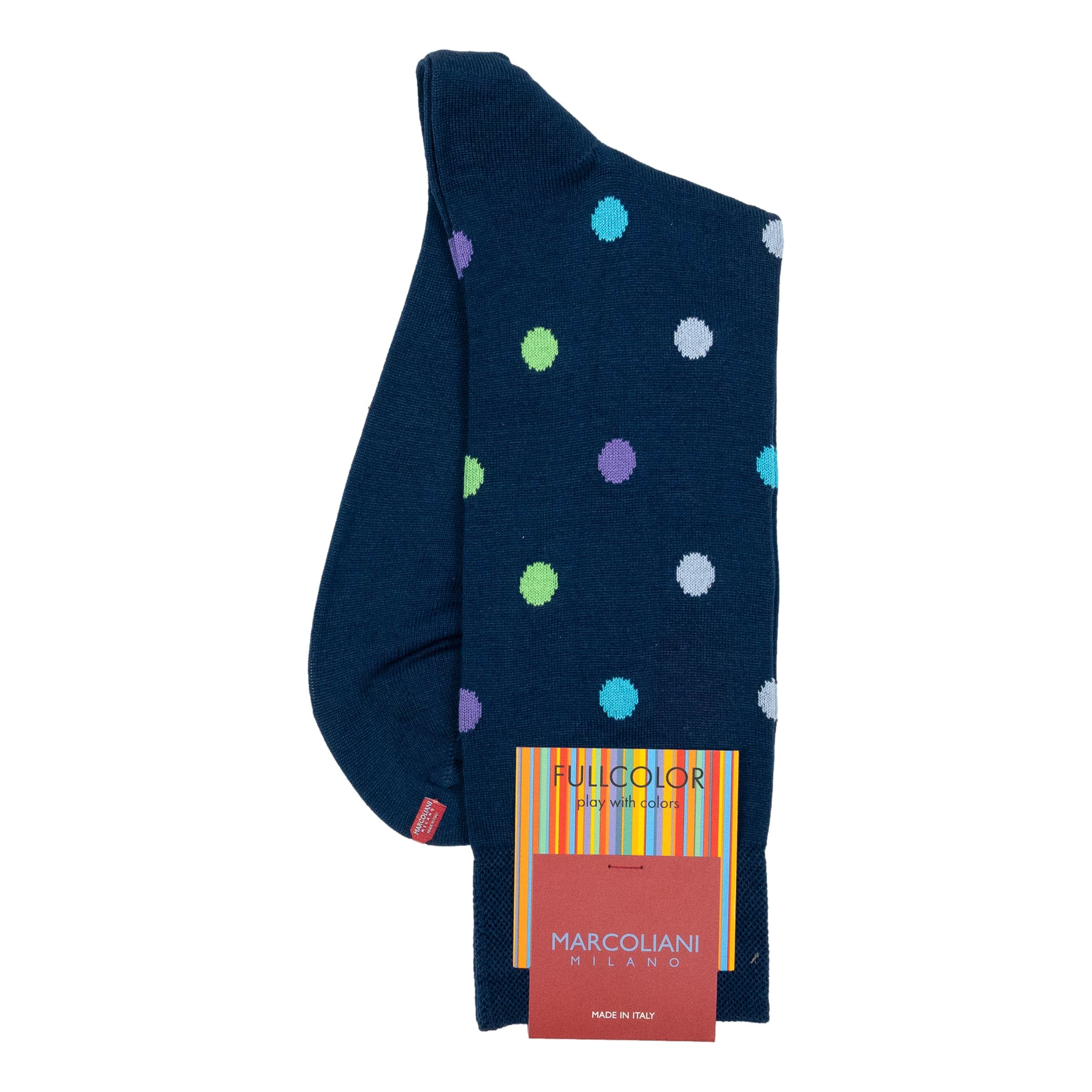 Pima Cotton Multicolor Dot Mid-Calf Dress Socks