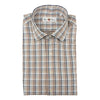 Blue and Brown Tattersall Cotton and Wool Spread Collar Sport Shirt