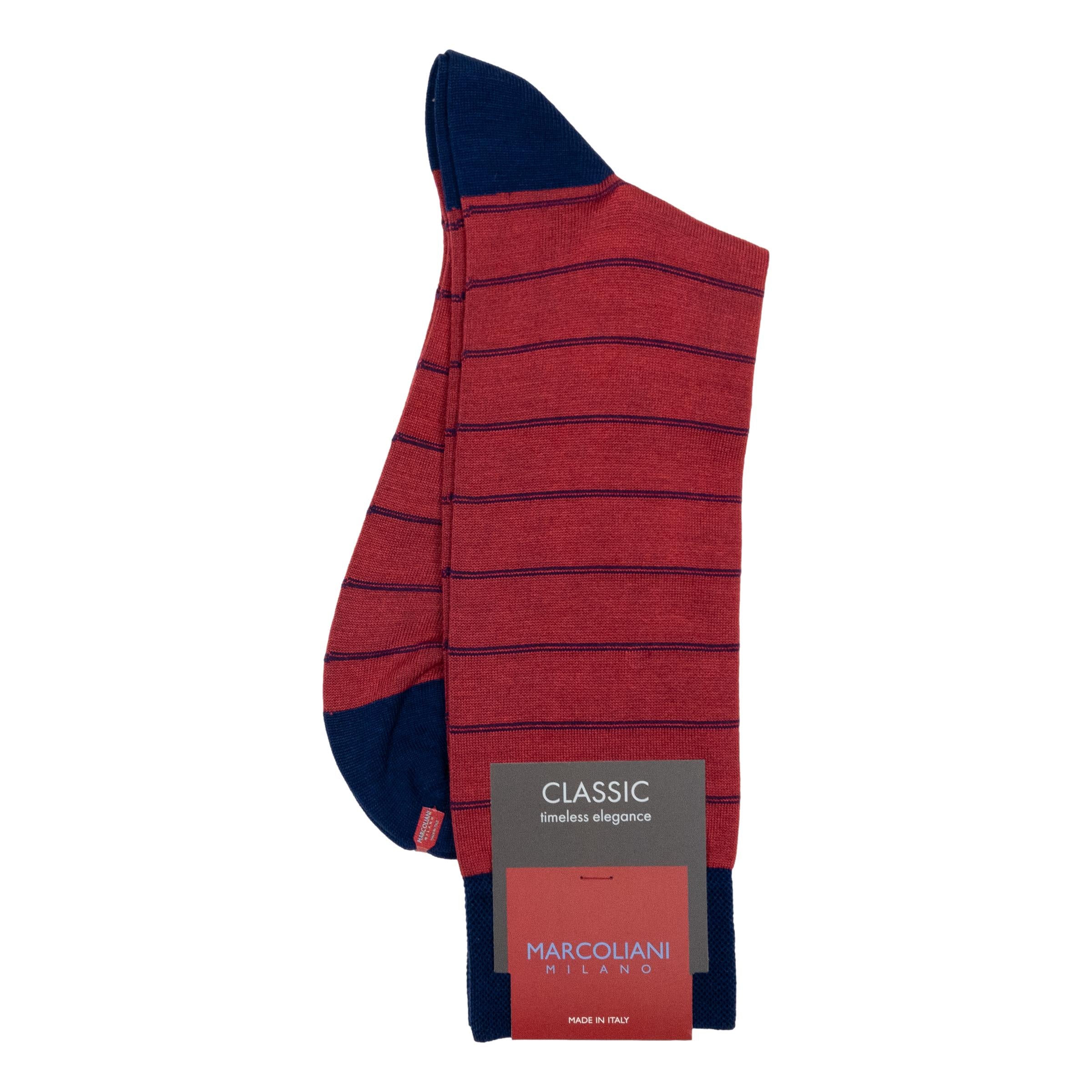 Pima Cotton Micro Stripes Mid-Calf Dress Socks