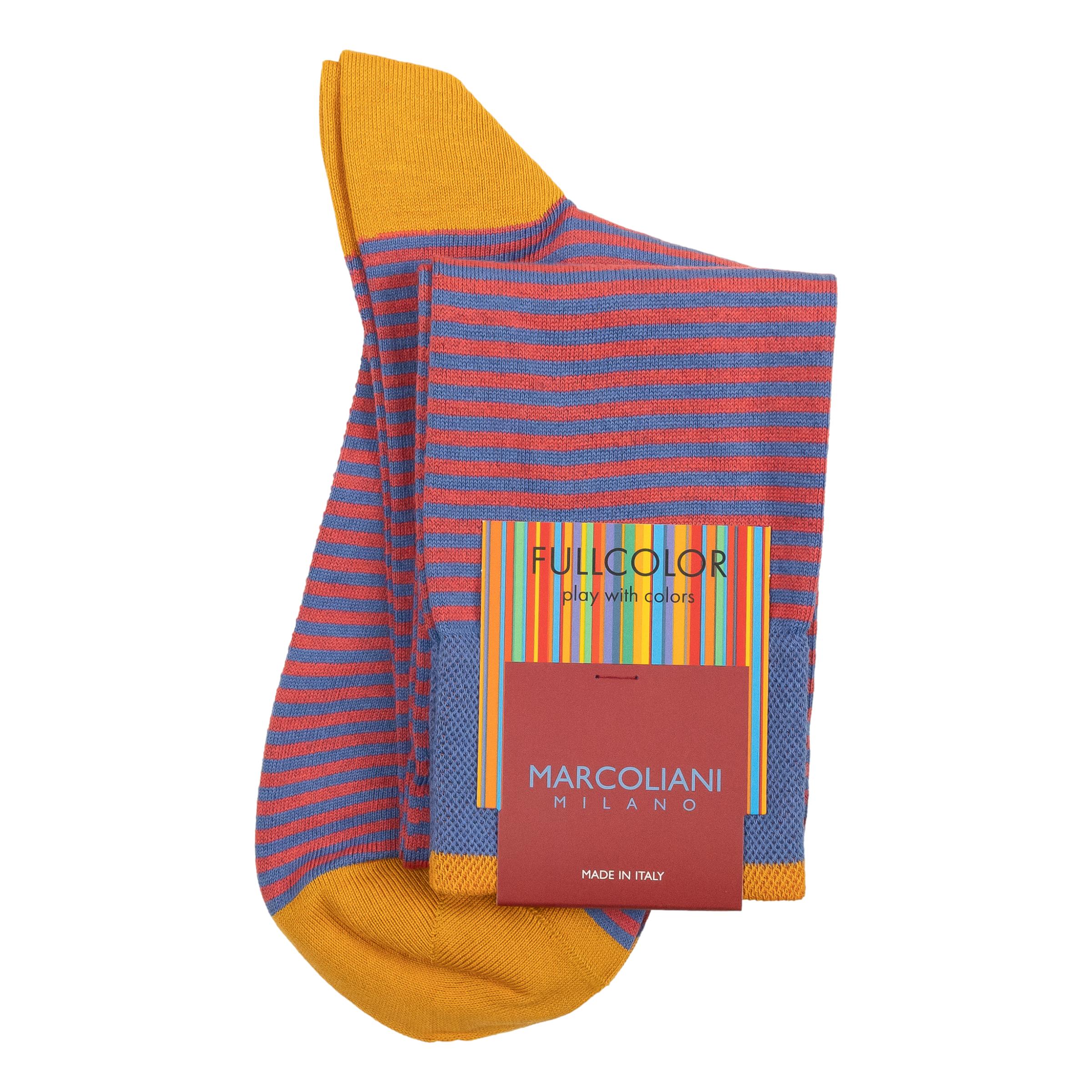 Pima Cotton Palio Stripe Over the Calf Dress Socks