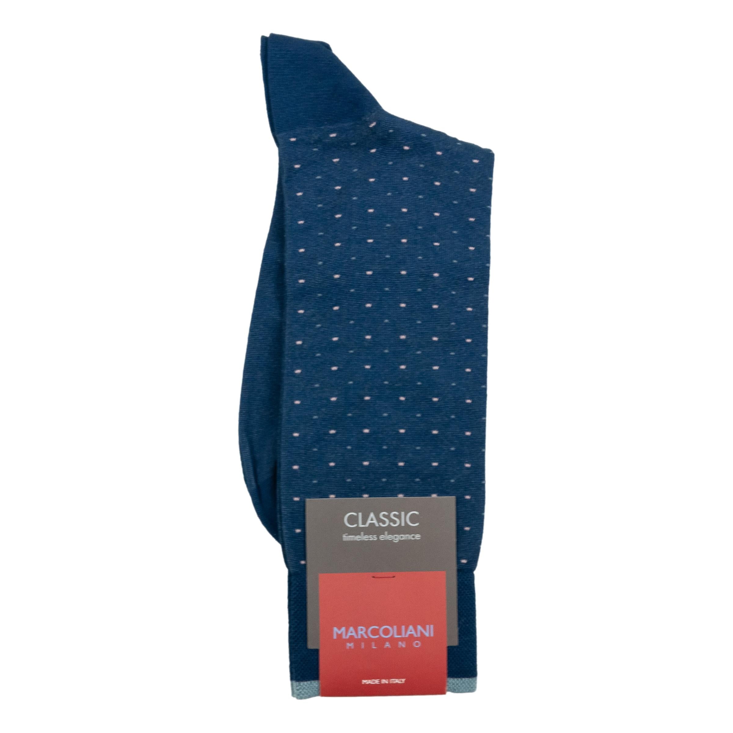 Pima Cotton Varese Pindot Mid-Calf Dress Socks