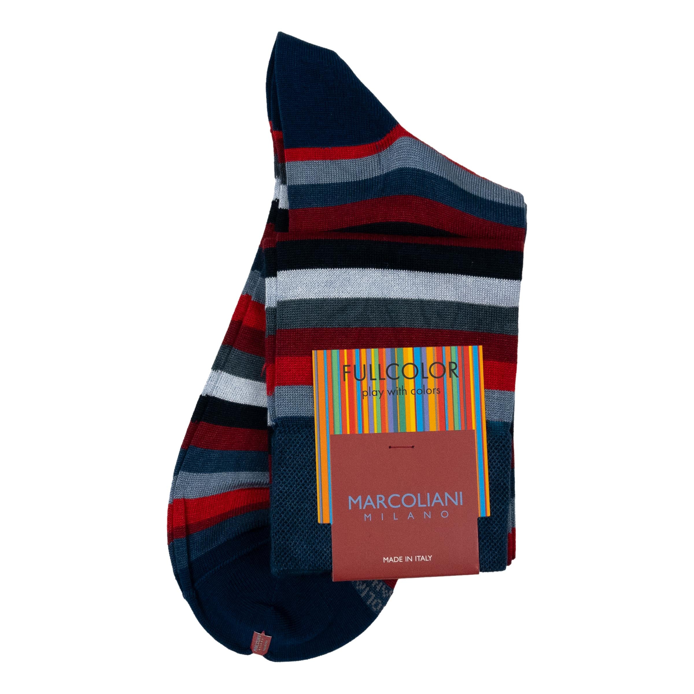 Pima Cotton Rainbow Stripe Over-the-Calf Dress Socks