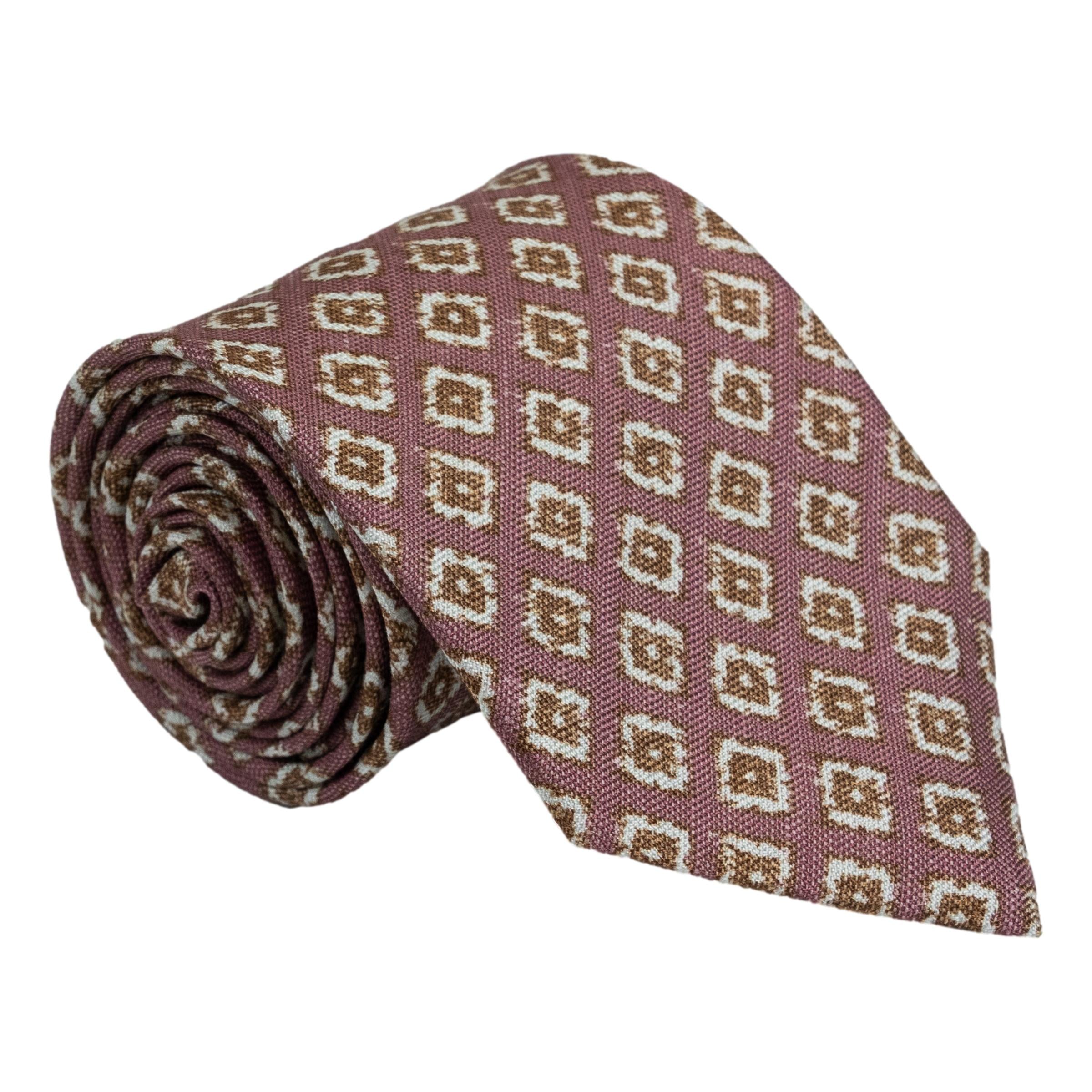 Abstract Double Diamond Shield Motif Silk Tie