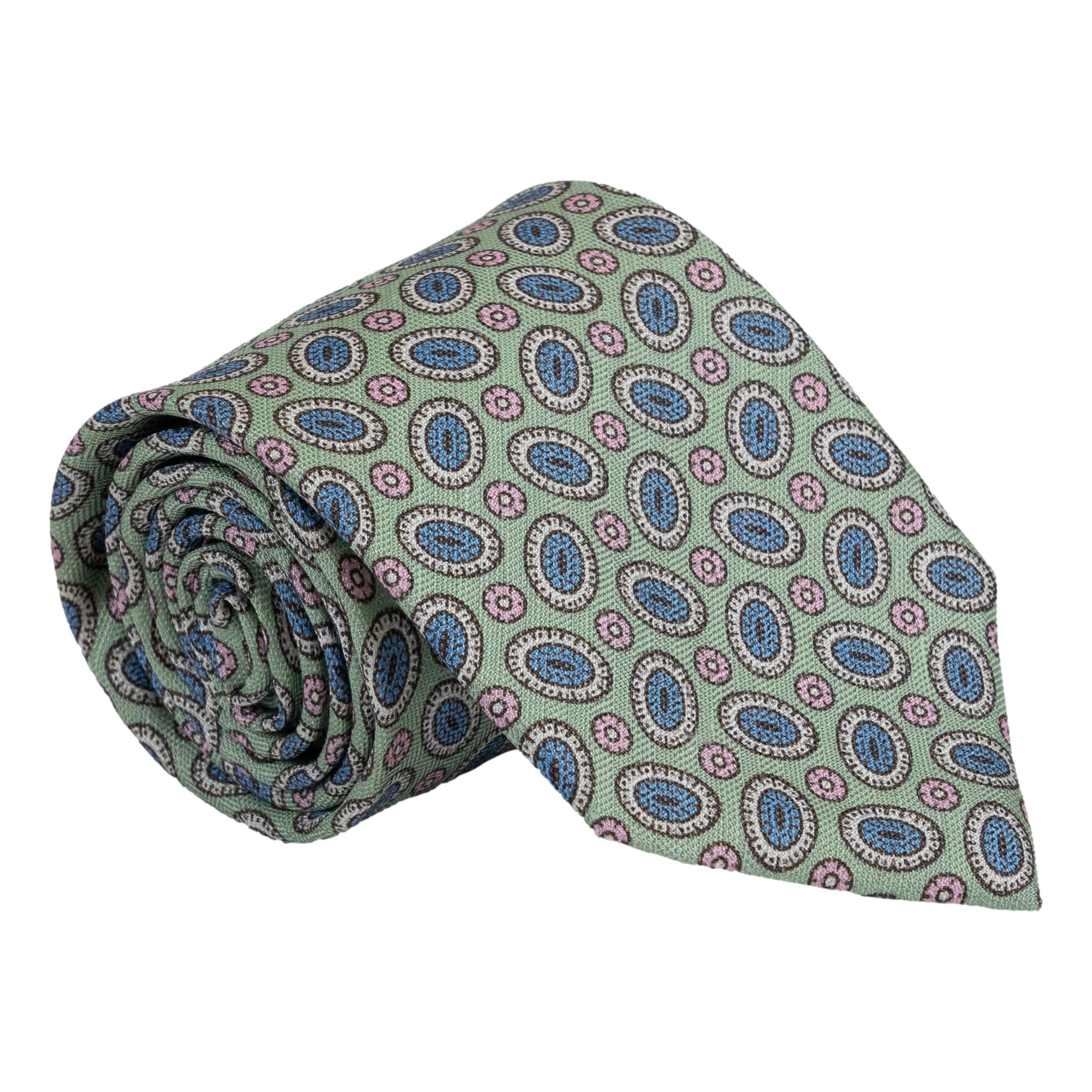 Abstract Oval Shield Motif Silk Tie