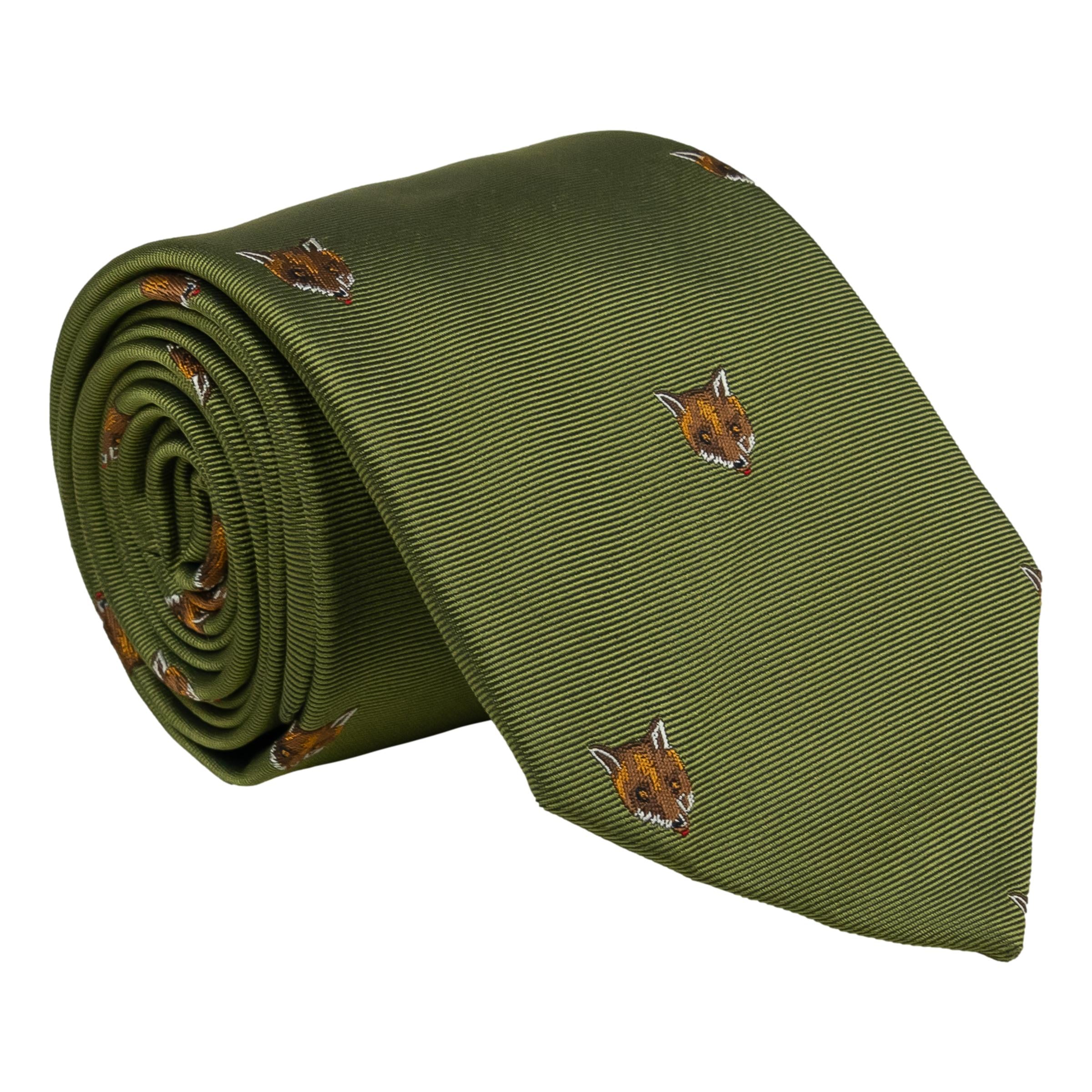 Fox Head Woven Silk Tie