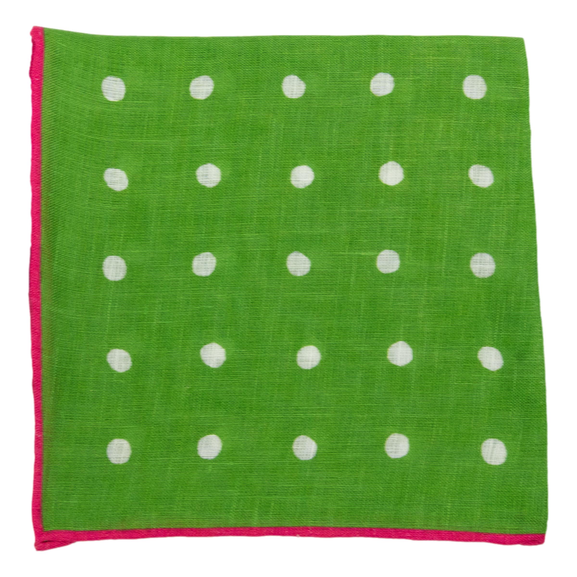 Large Polka Dot Linen Pocket Square