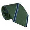 Green with Navy and Light Blue Fine Grenadine Repp Stripe Tie