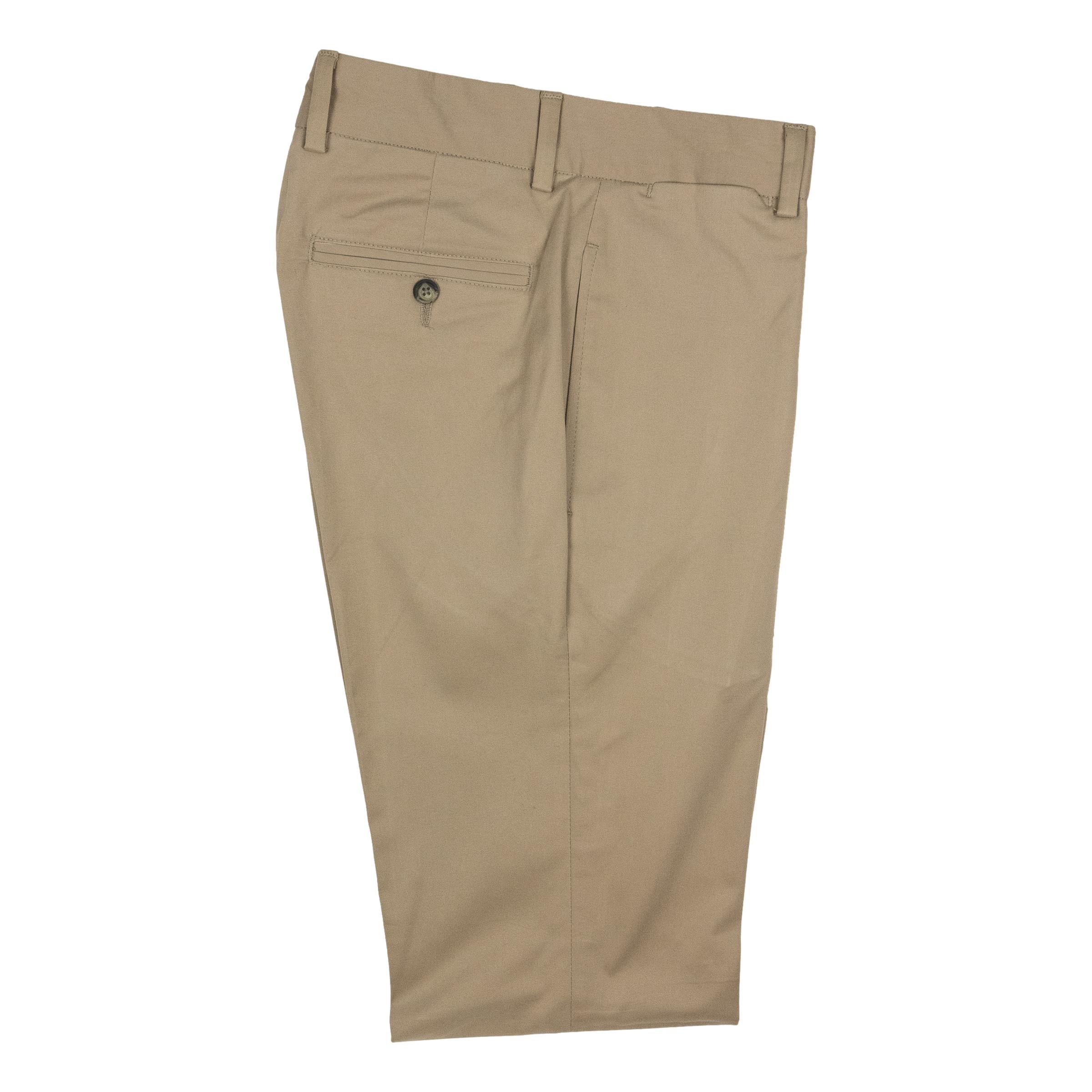 Cotton Khaki Twill Plain Front Trouser