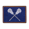 Crossed Lax Sticks Needlepoint Card Wallet