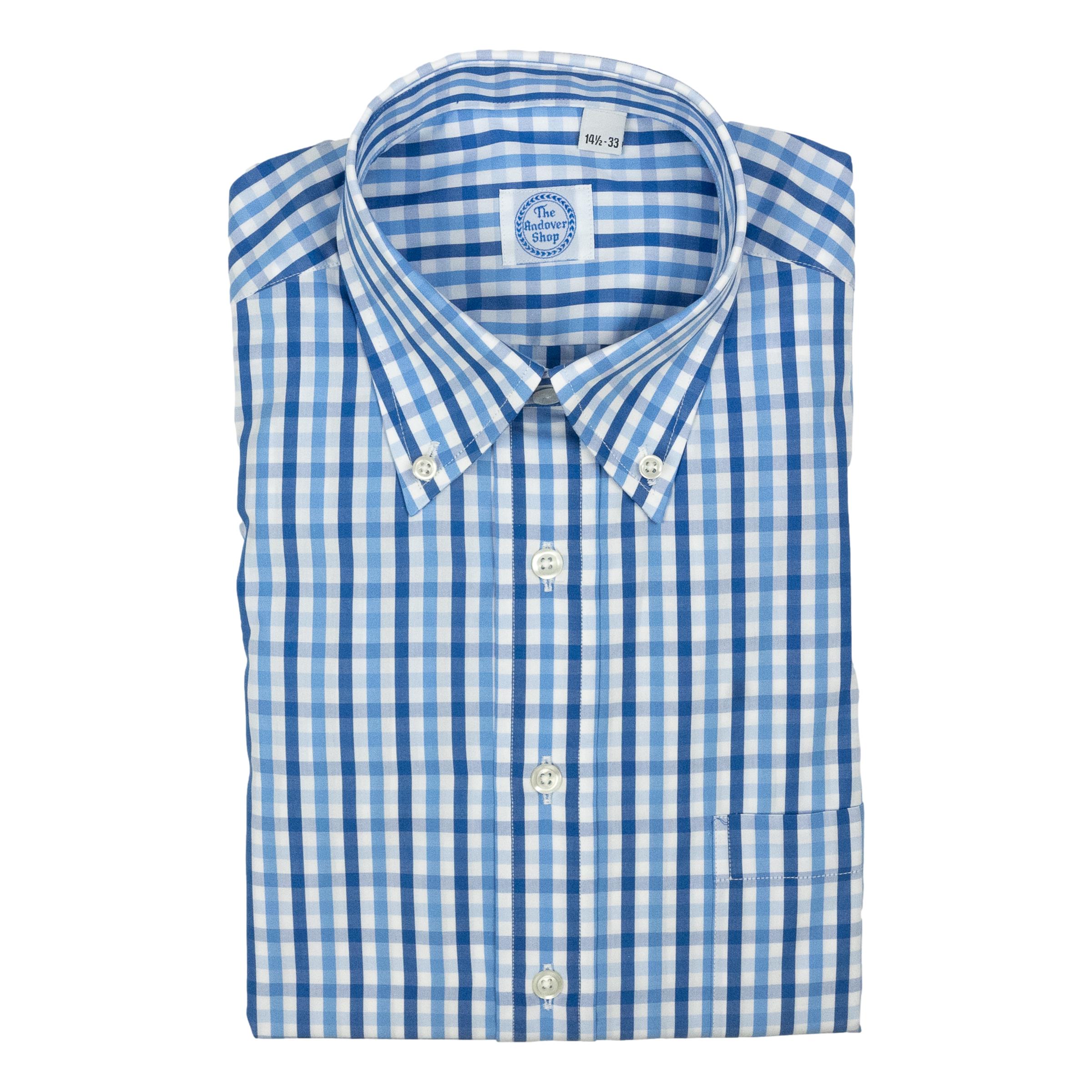 Light Blue and Navy Gingham Button Down Sport Shirt