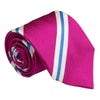 Magenta with White and Sky Blue Reppe Stripe Silk Tie