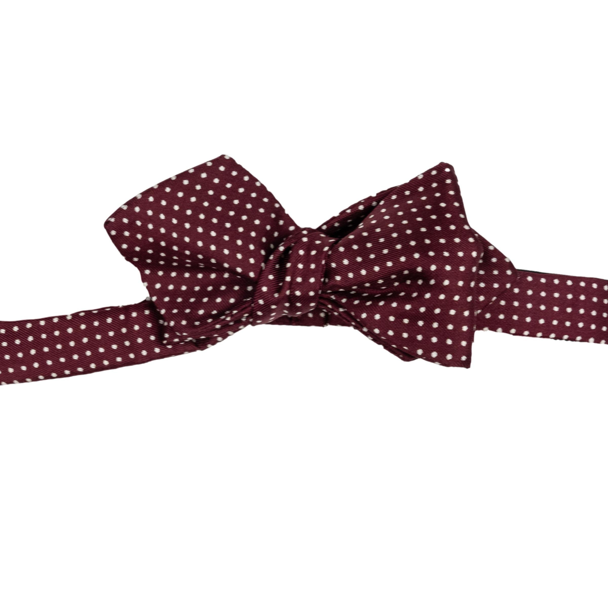 Diamond Point Pin Dot Silk Bow Tie