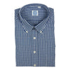 Navy Blue Gingham Button Down Sport Shirt