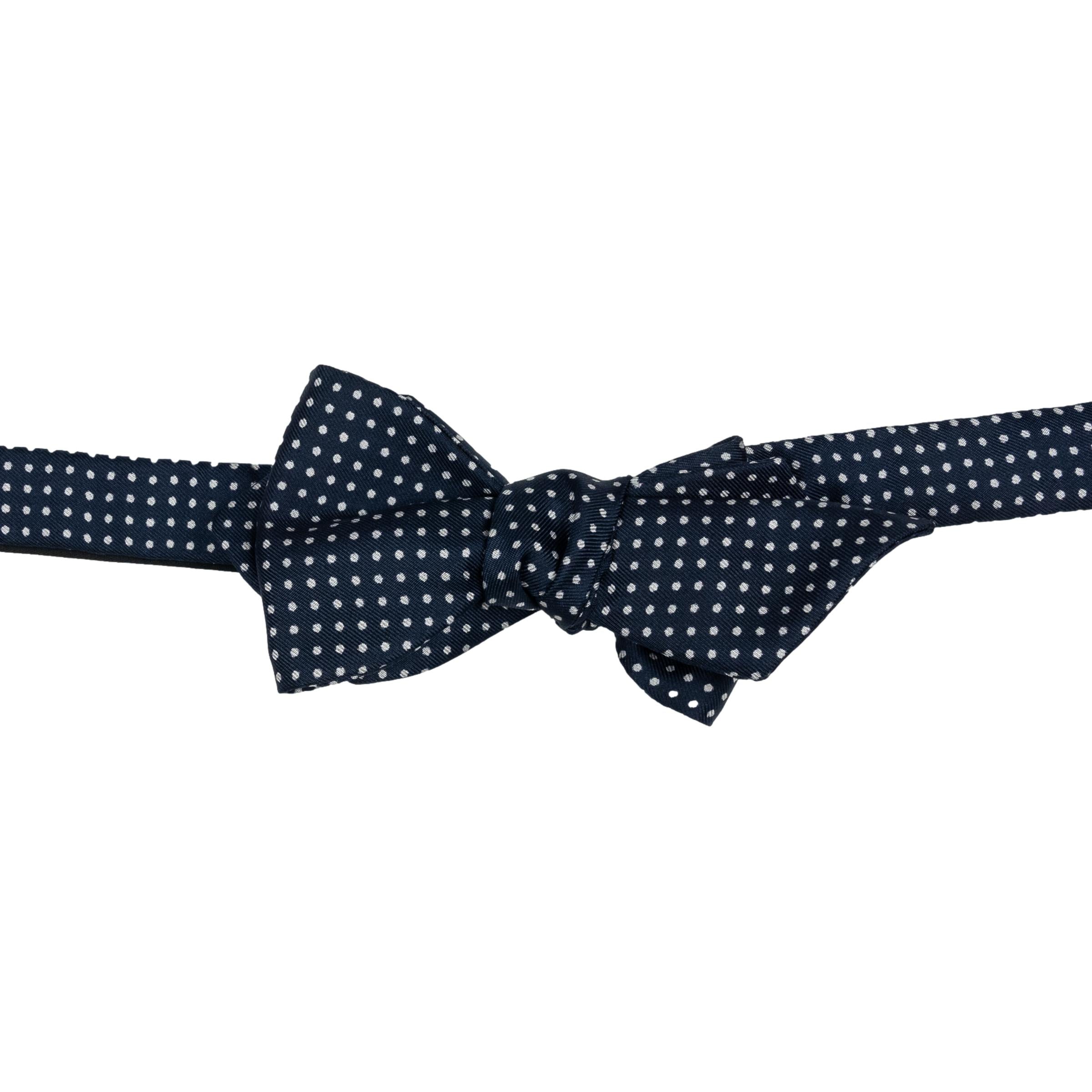 Diamond Point Pin Dot Silk Bow Tie