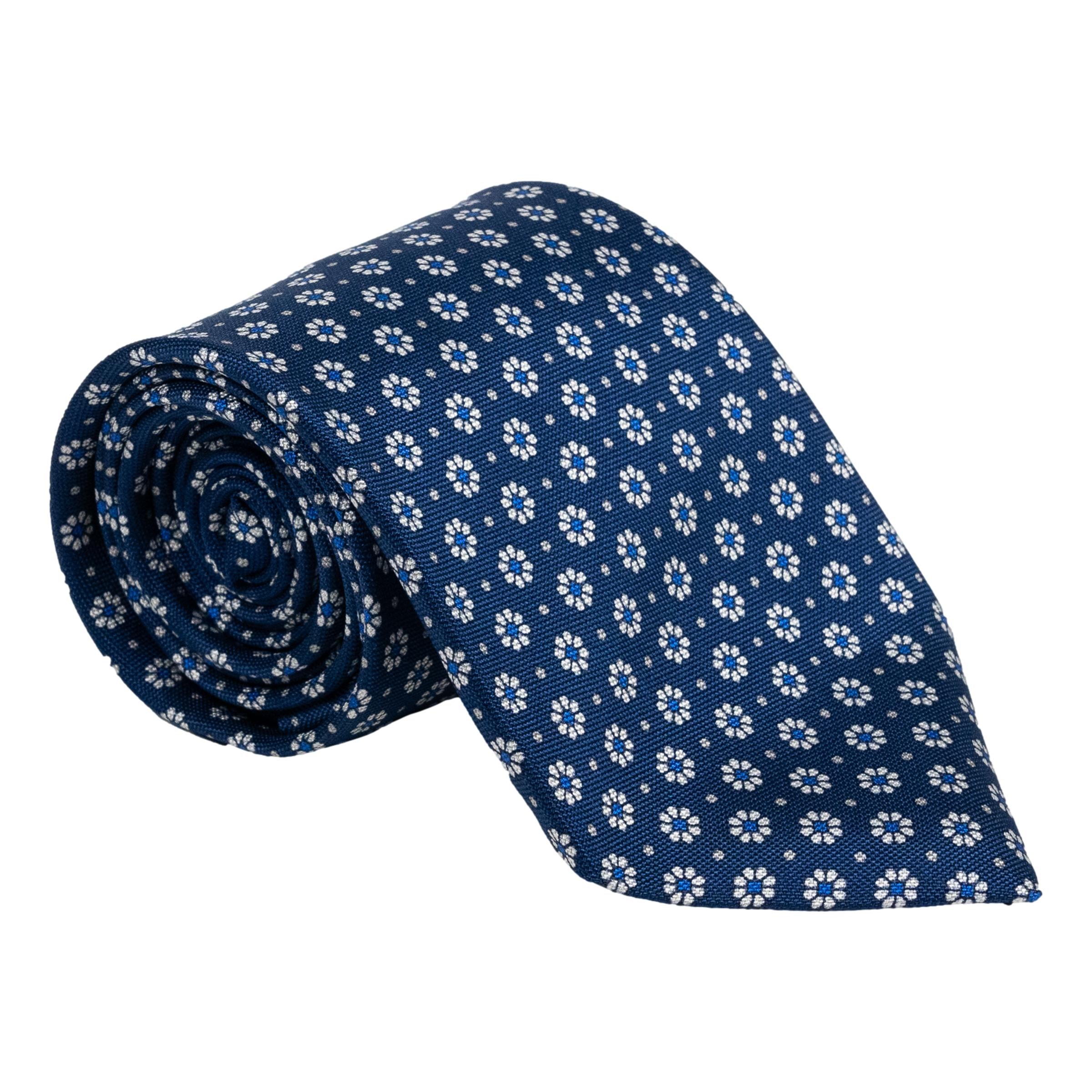 Flower and Dot Motif Silk Tie