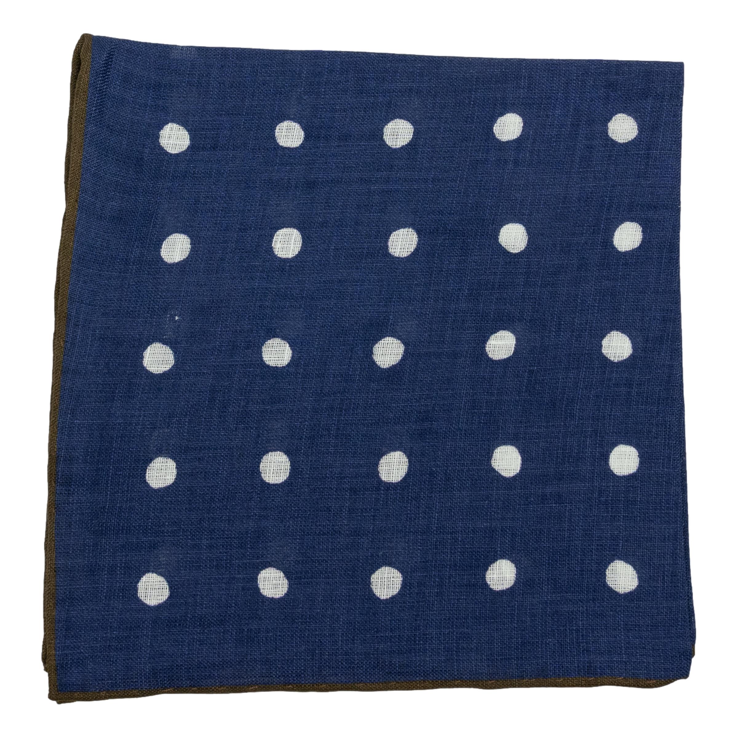 Large Polka Dot Linen Pocket Square