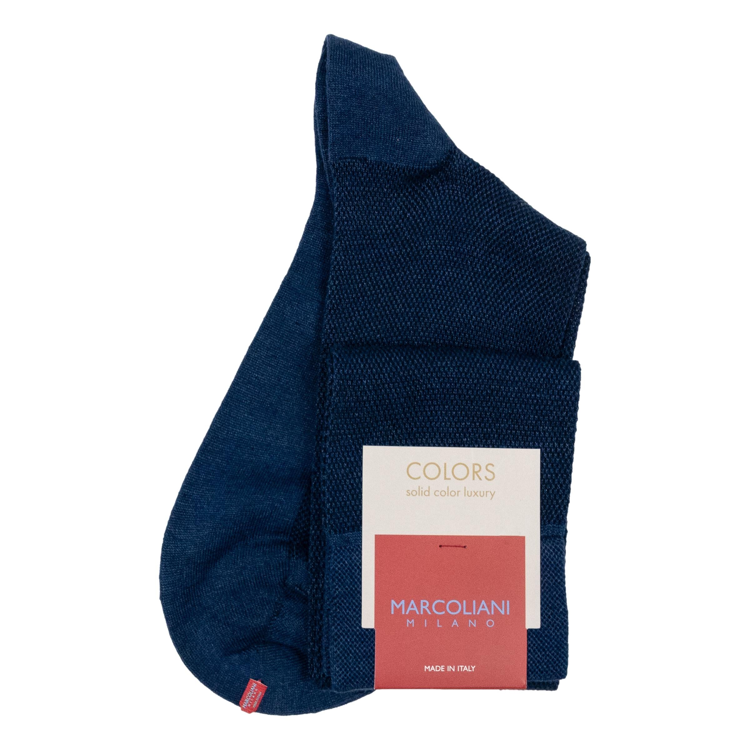 Linen Pima Cotton Blend Piqué Over the Calf Dress Socks