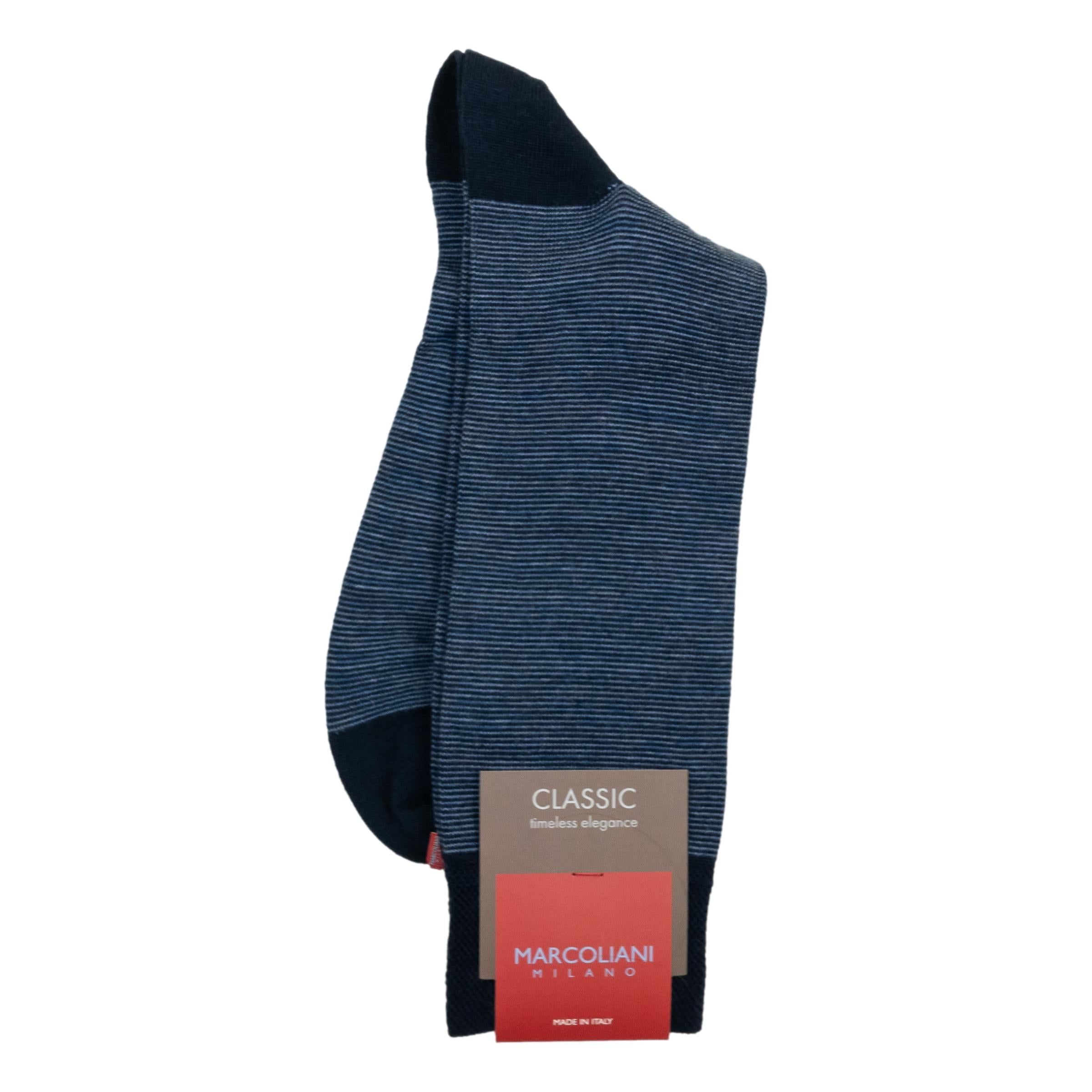 Micro Stripe Merino Wool Mid-Calf Dress Socks