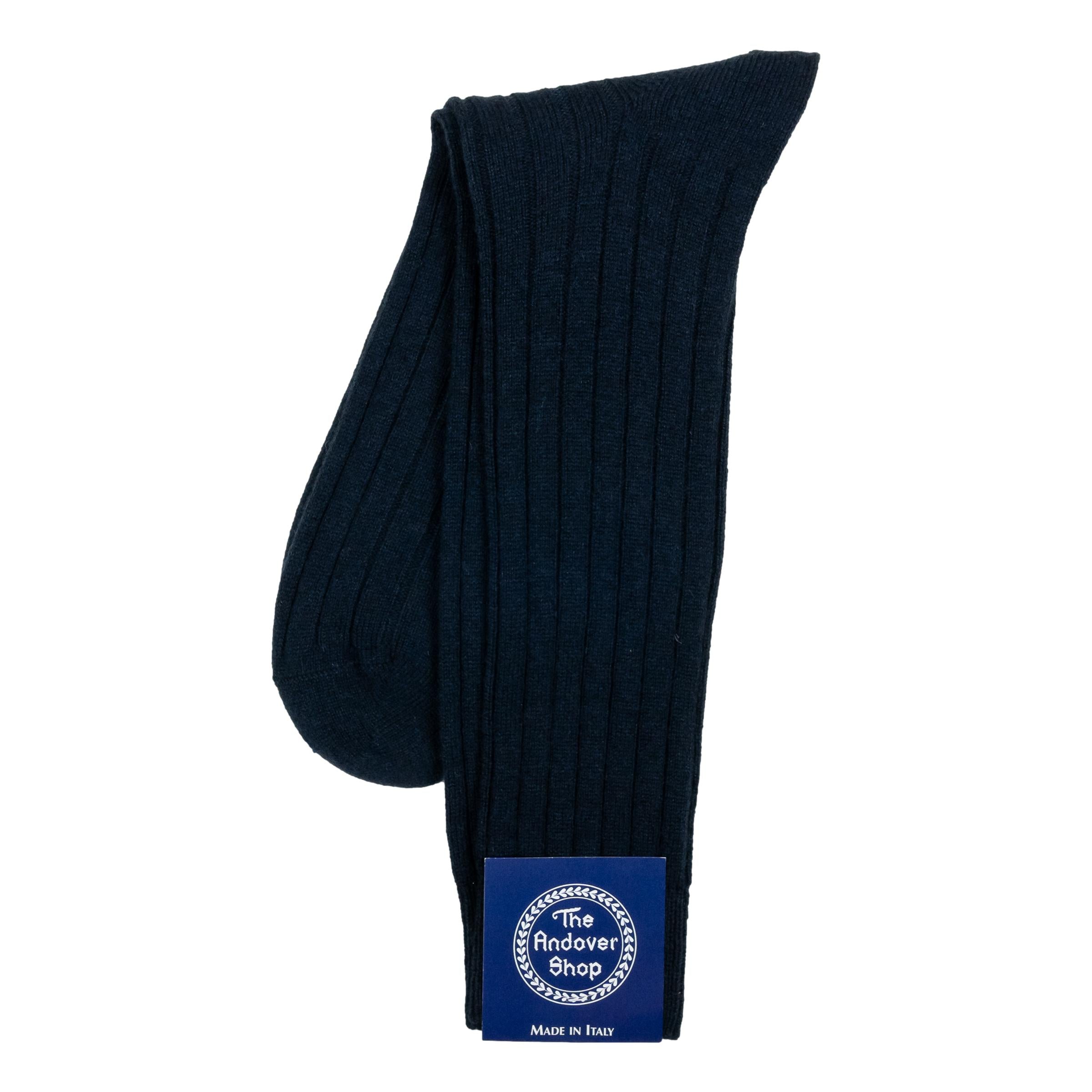 Mid-Calf Cashmere Ribbed Dress Sock