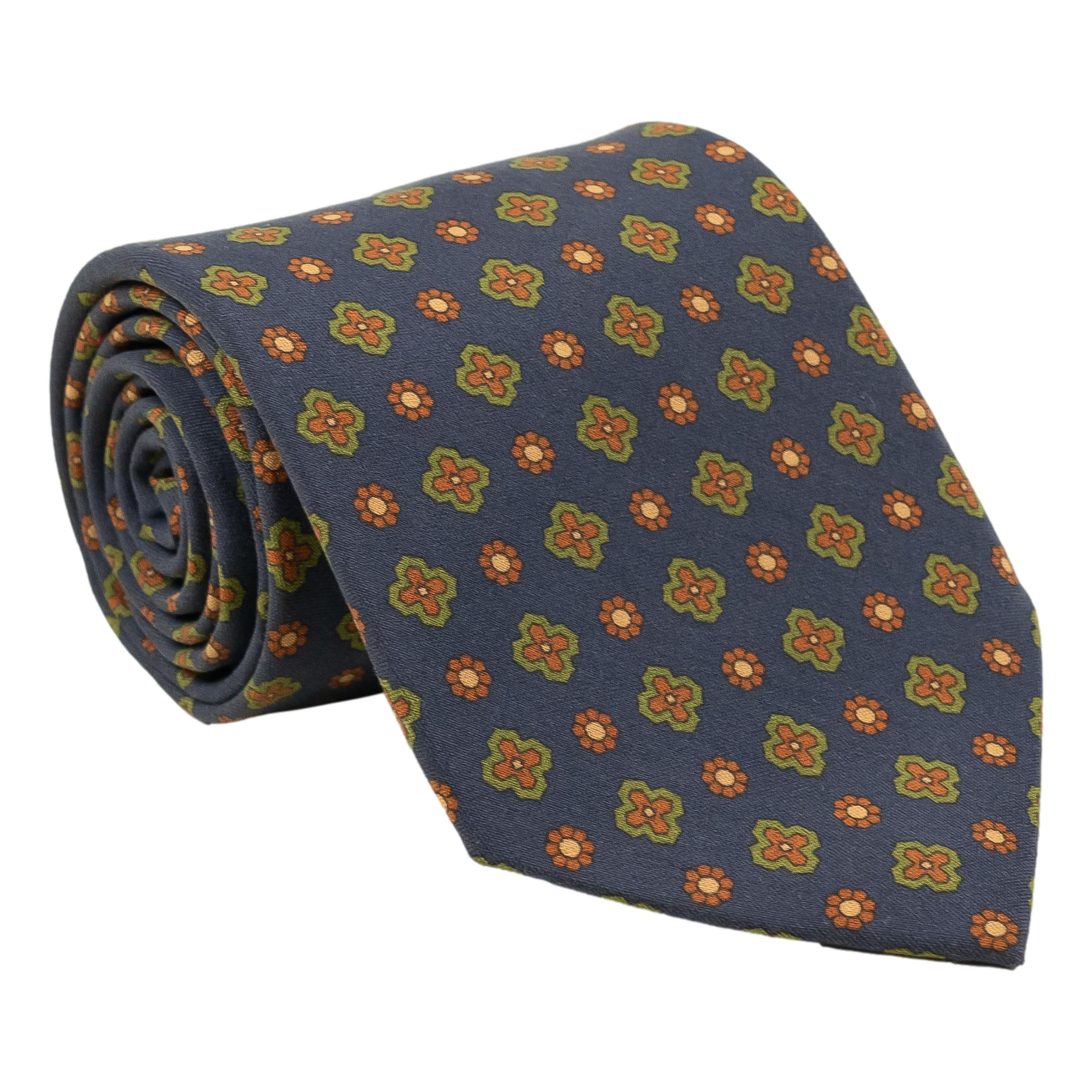 Multicolor Shield Motif Silk Tie