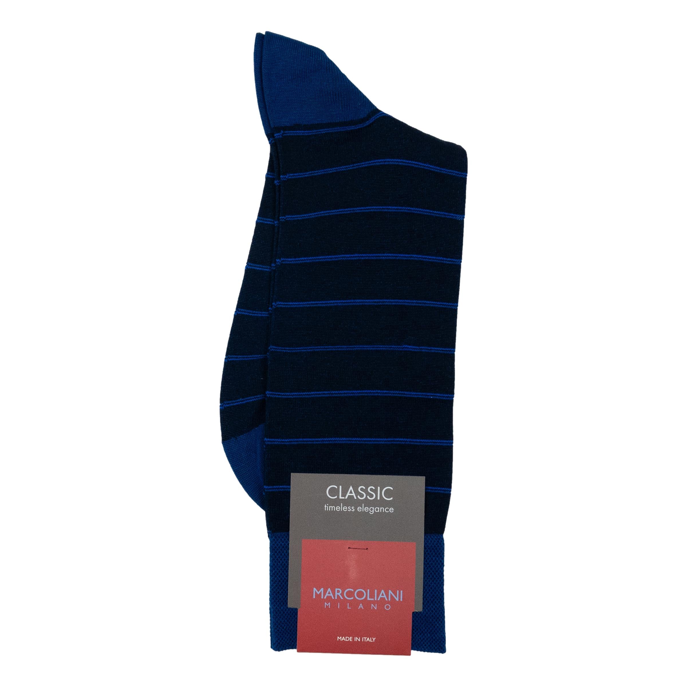 Pima Cotton Micro Stripes Mid-Calf Dress Socks