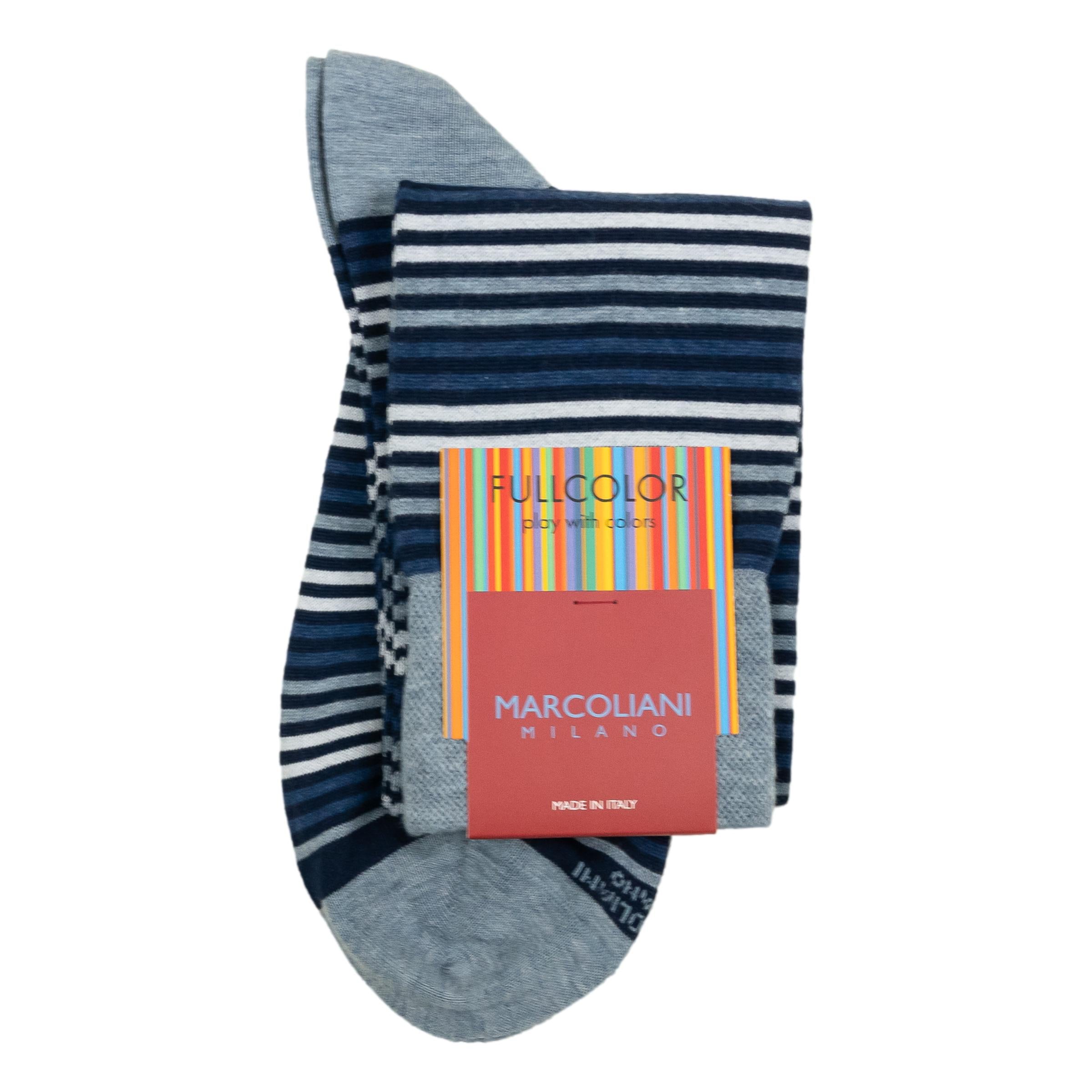 Pima Cotton Simple Stripes Over-the-Calf Dress Socks