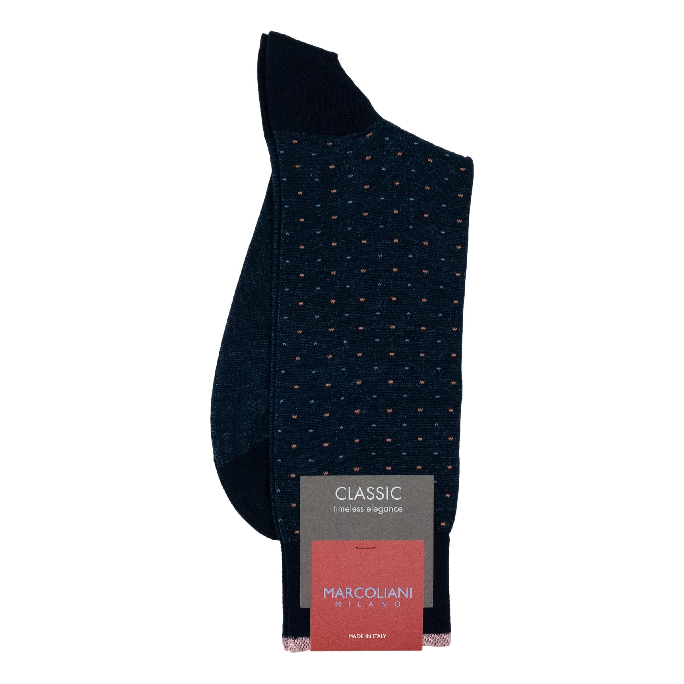 Pima Cotton Varese Pindot Mid-Calf Dress Socks