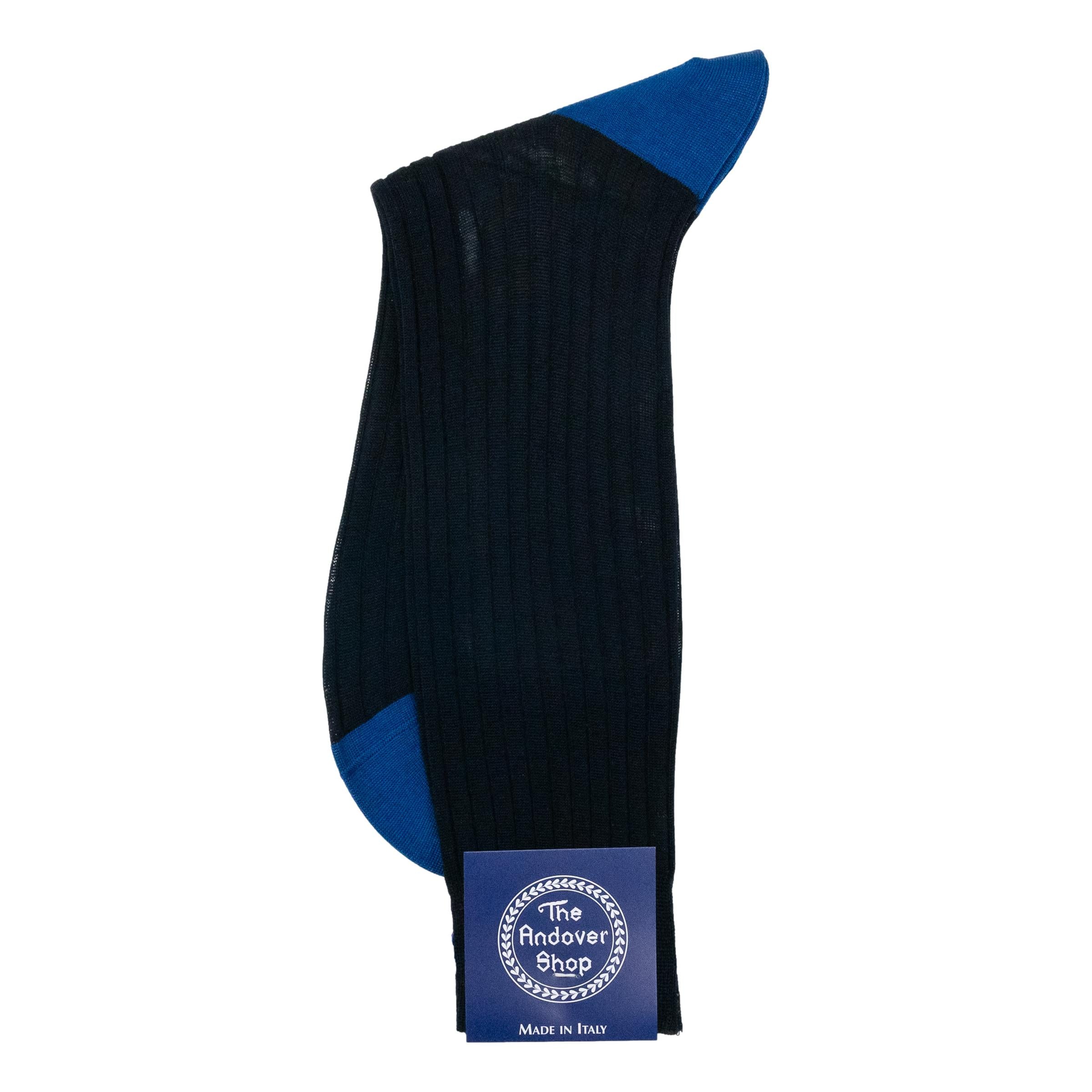 Mid-Calf Cotton Ribbed Two Tone Dress Sock