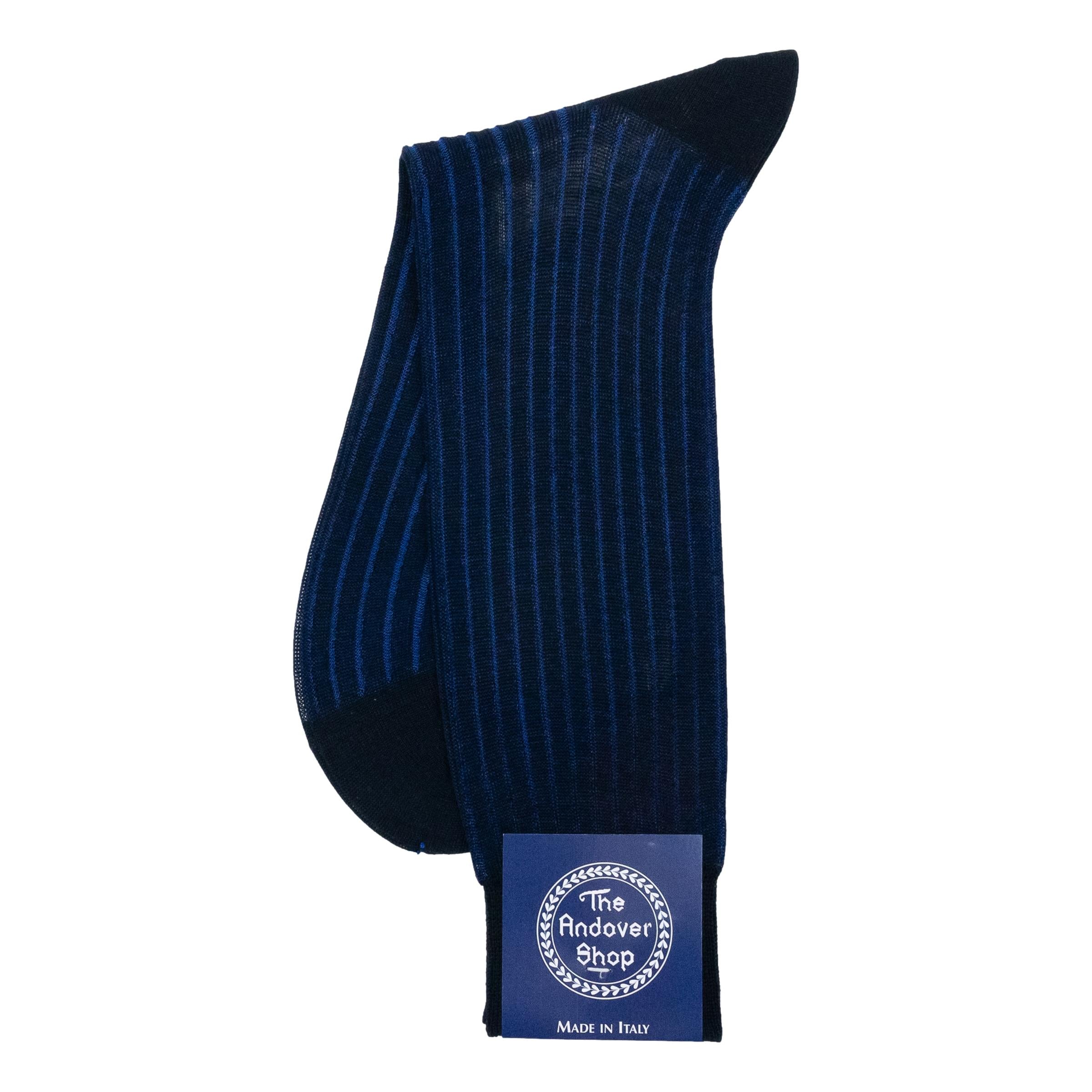 Mid-Calf Cotton Shadow Ribbed Dress Sock