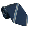 Navy with Silver and Light Blue Fine Grenadine Repp Stripe Tie