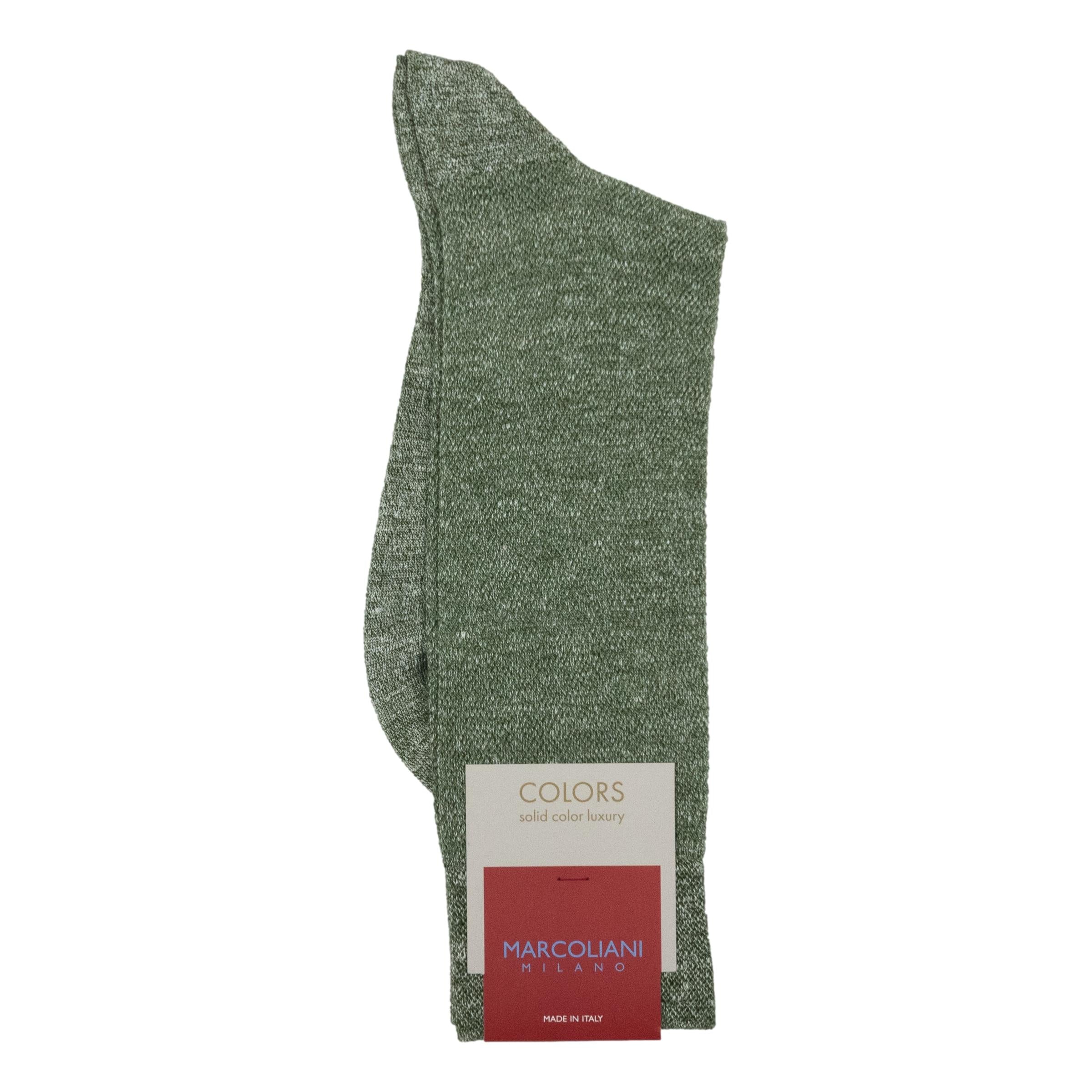 Linen Cotton Blend Piqué Mid-Calf Dress Socks