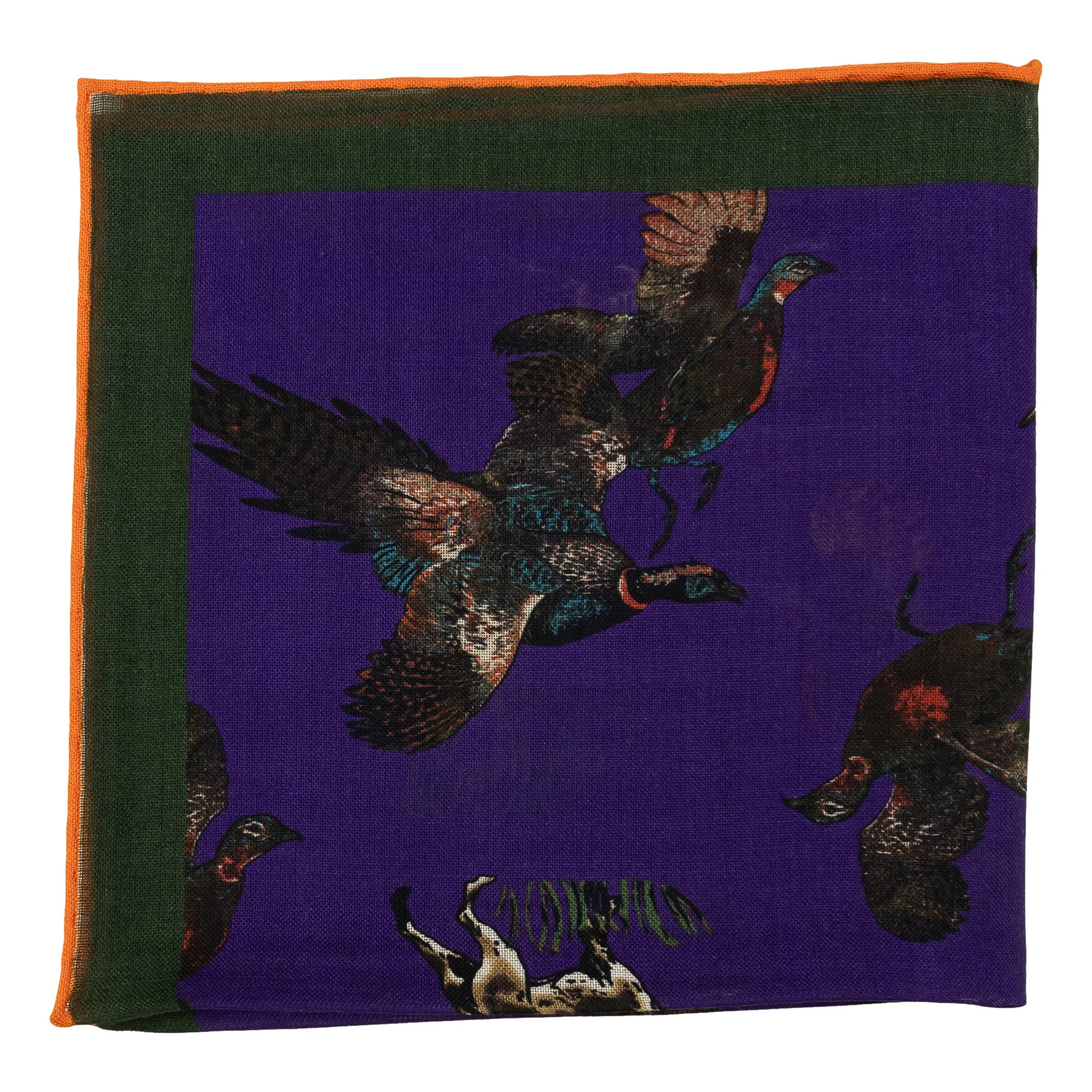 Pheasant and Pointer Wool and Silk Pocket Square