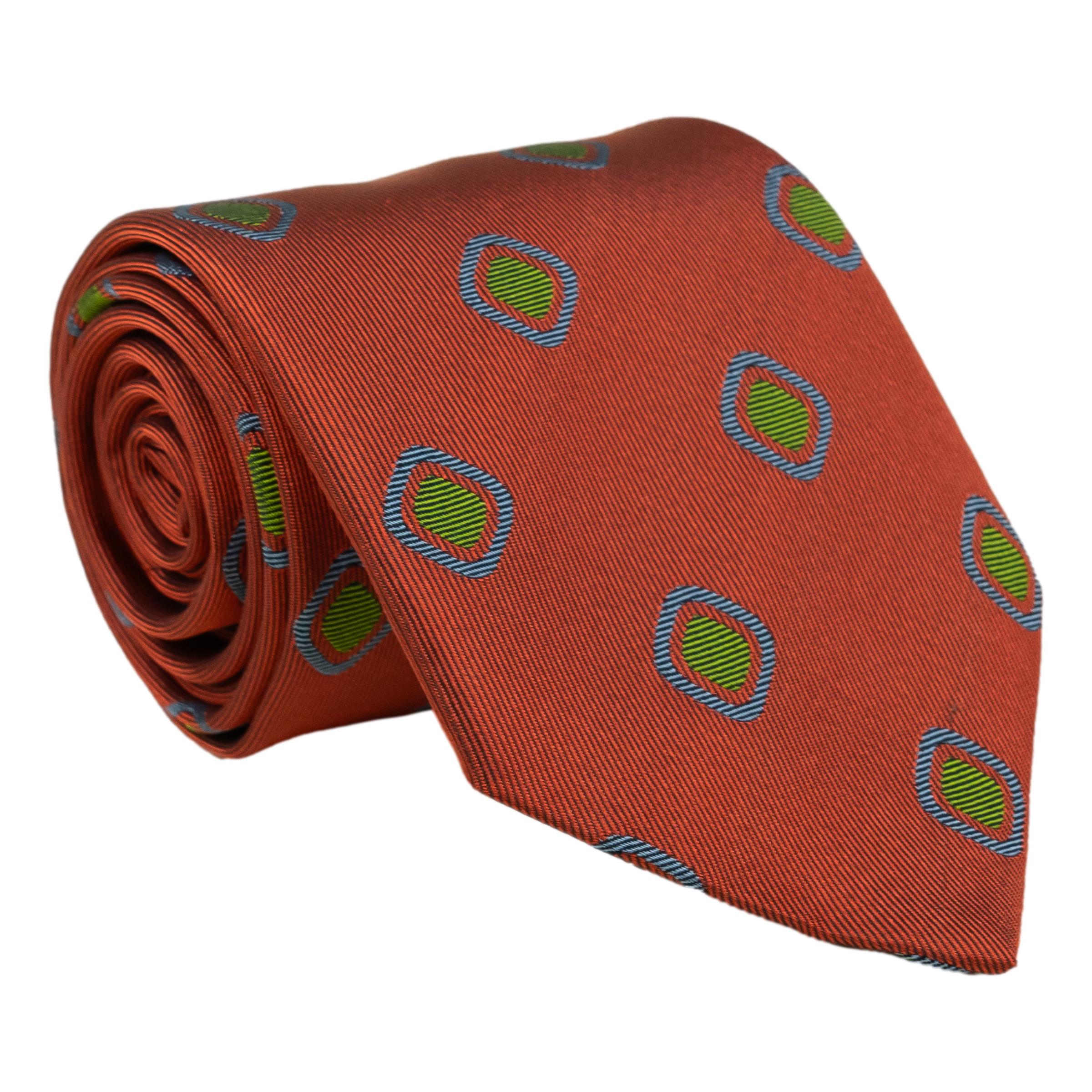 Diamond Bullseye Motif Woven Silk Tie