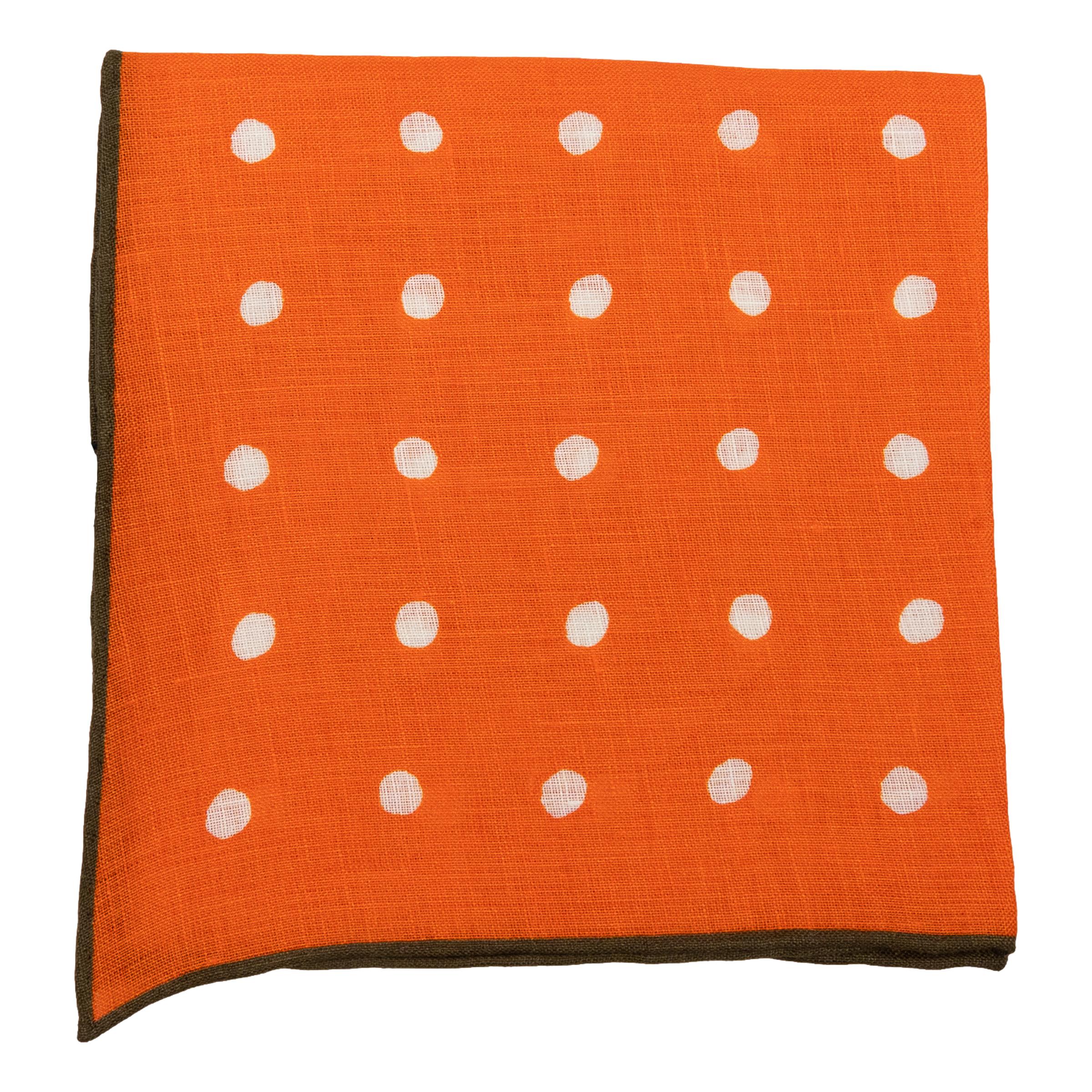 Large Polka Dot Linen Pocket Square