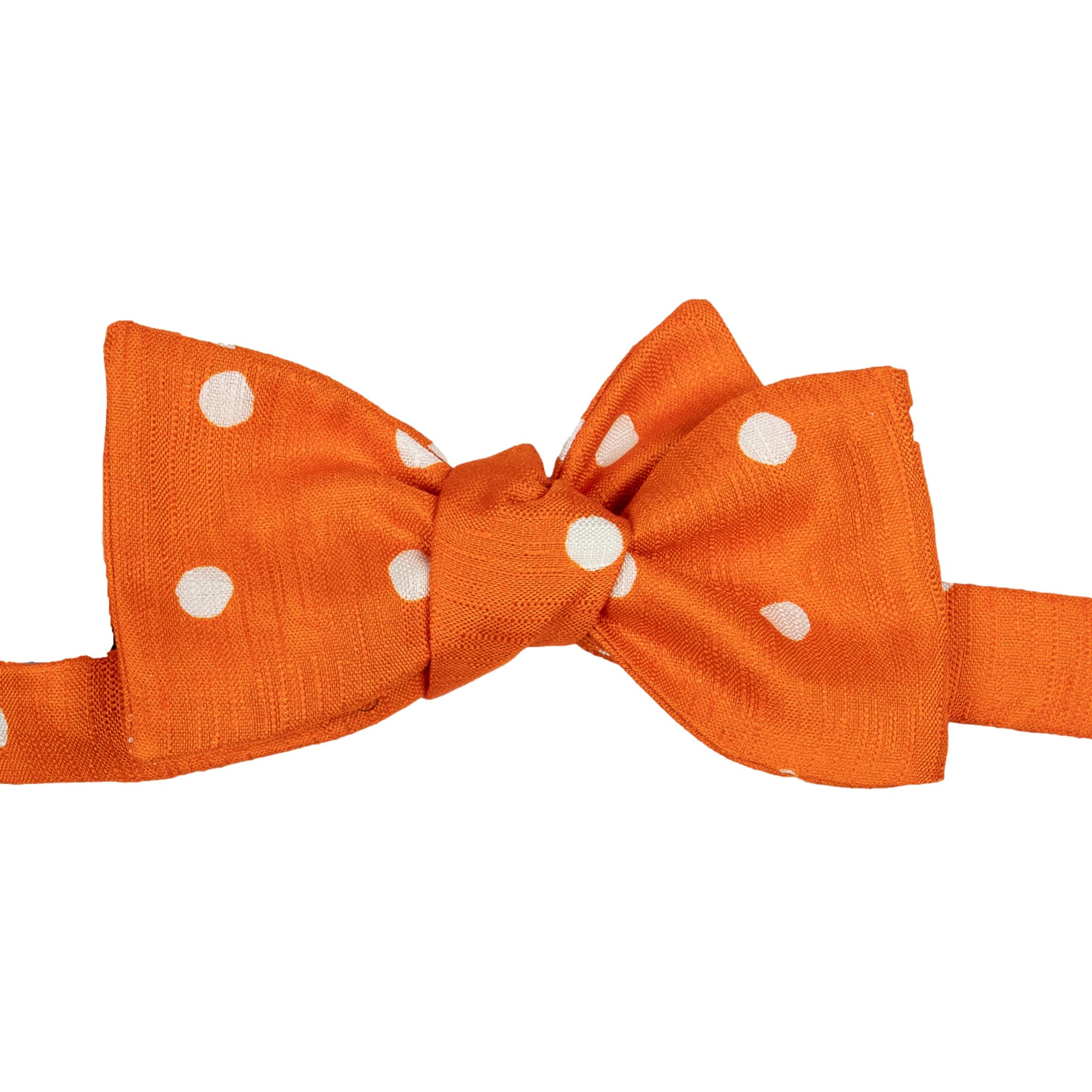 White Polka Dot Silk and Cotton Bow Tie