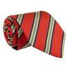 Orange with Navy, Gold, and Light Blue Regimental Stripe Tie