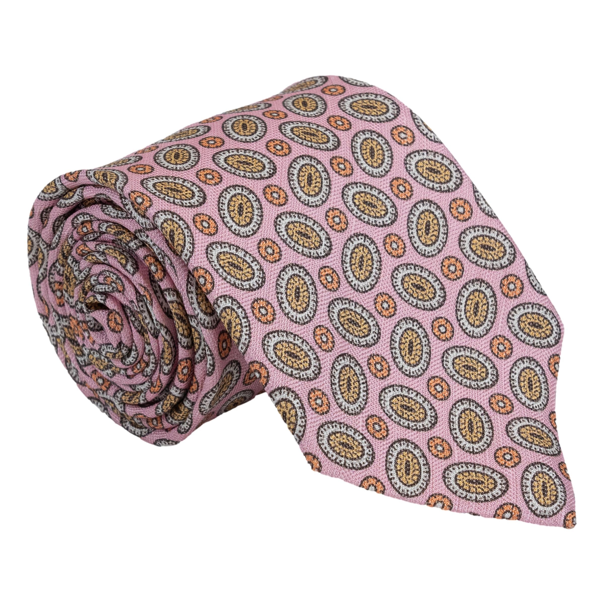 Abstract Oval Shield Motif Silk Tie