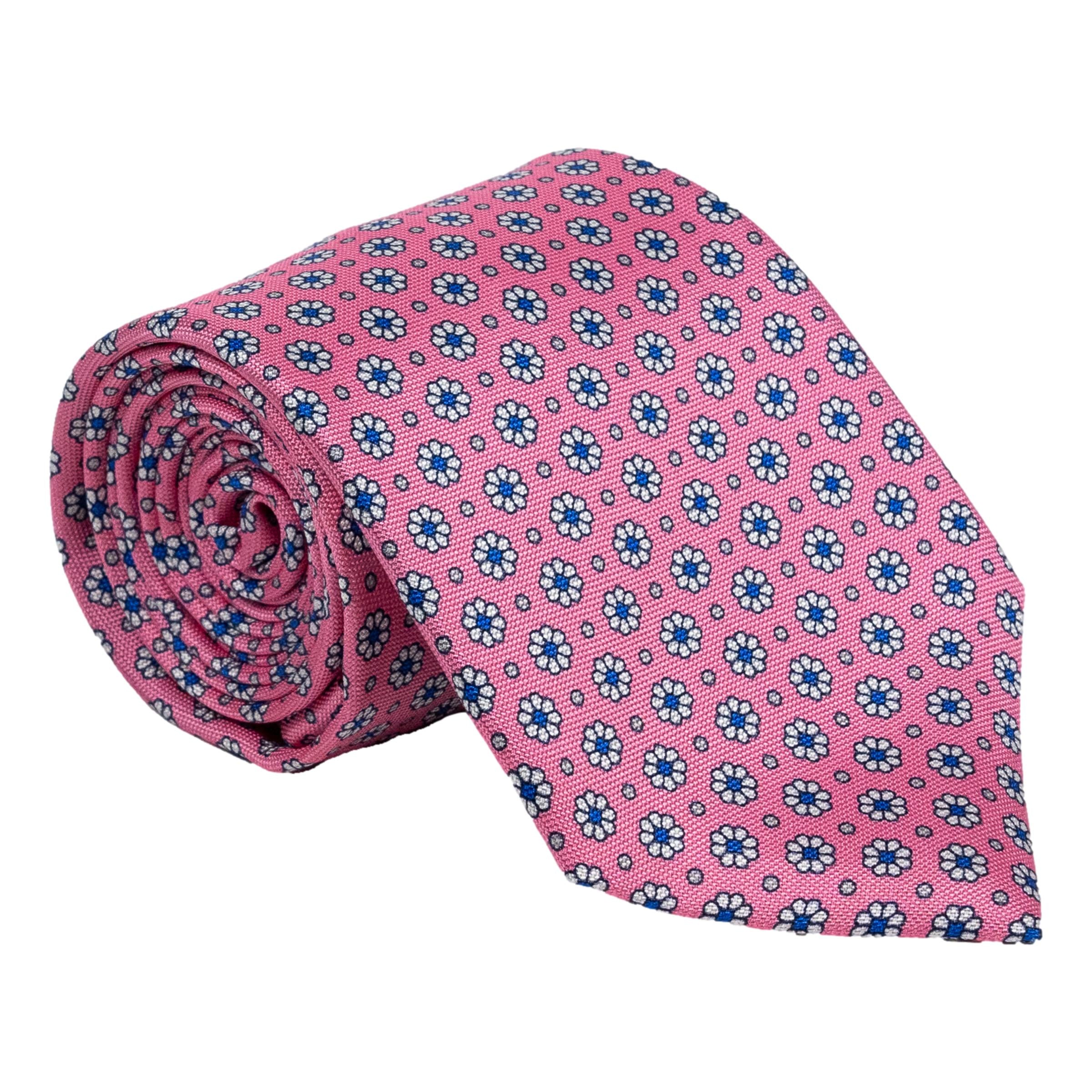 Flower and Dot Motif Silk Tie