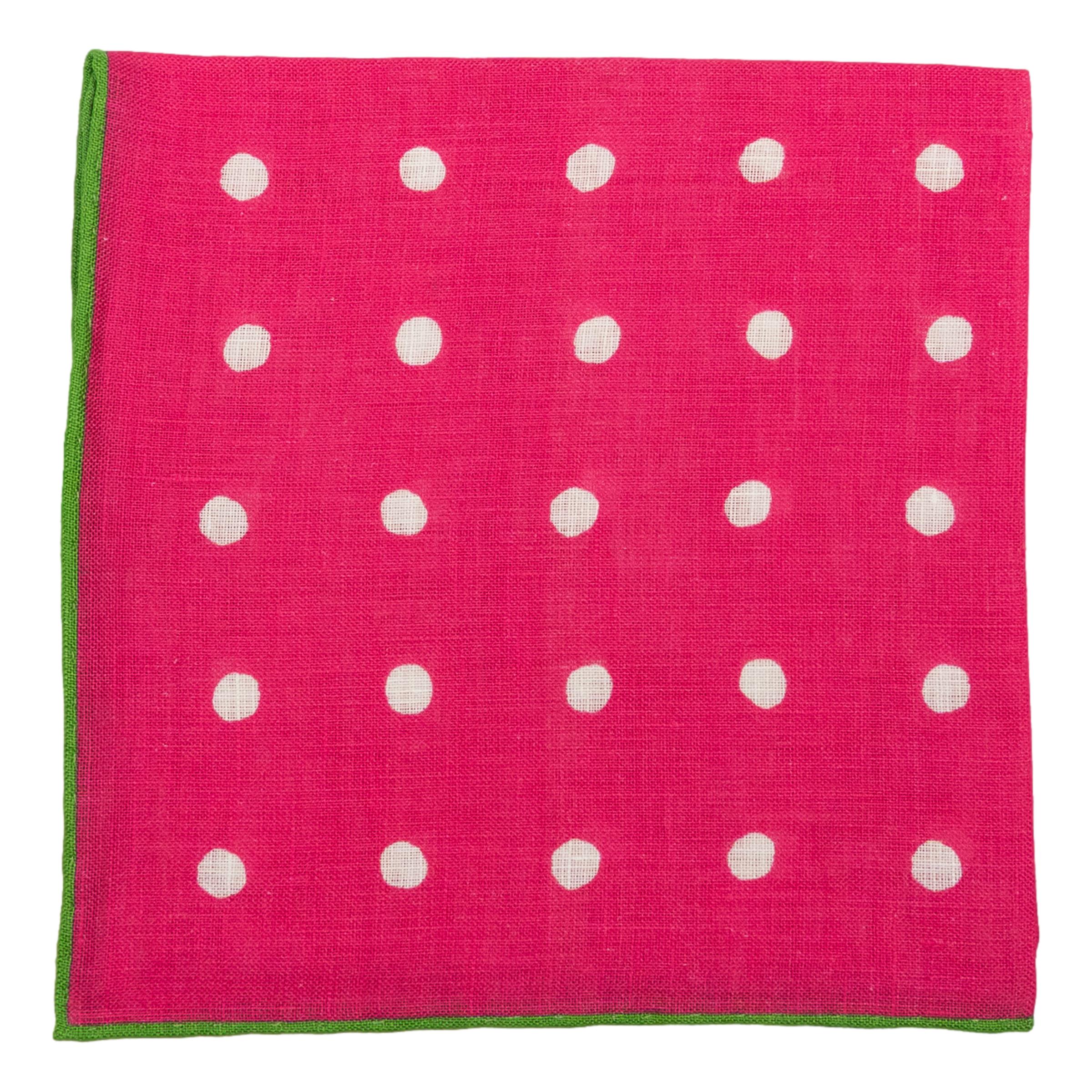 Large Polka Dot Linen Pocket Square