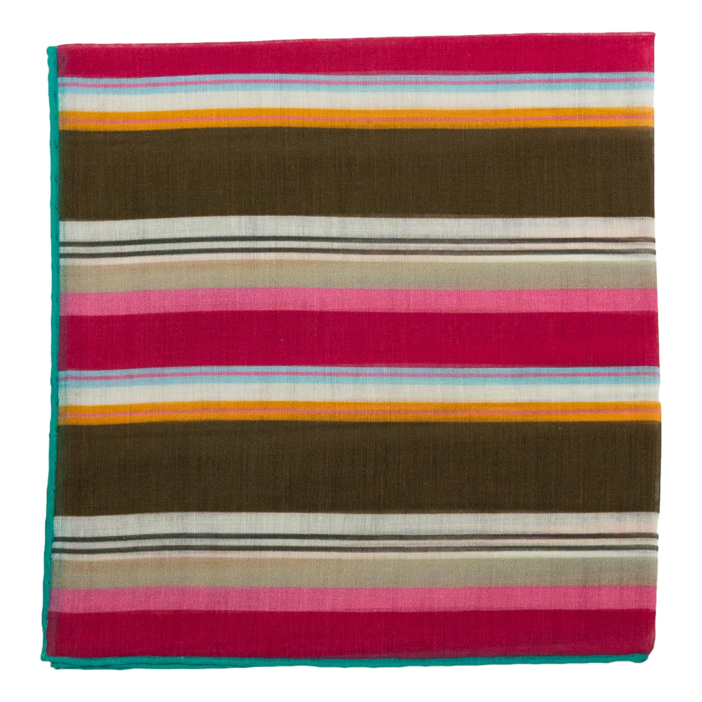 Fun Stripe Cotton Cashmere Blend Pocket Square