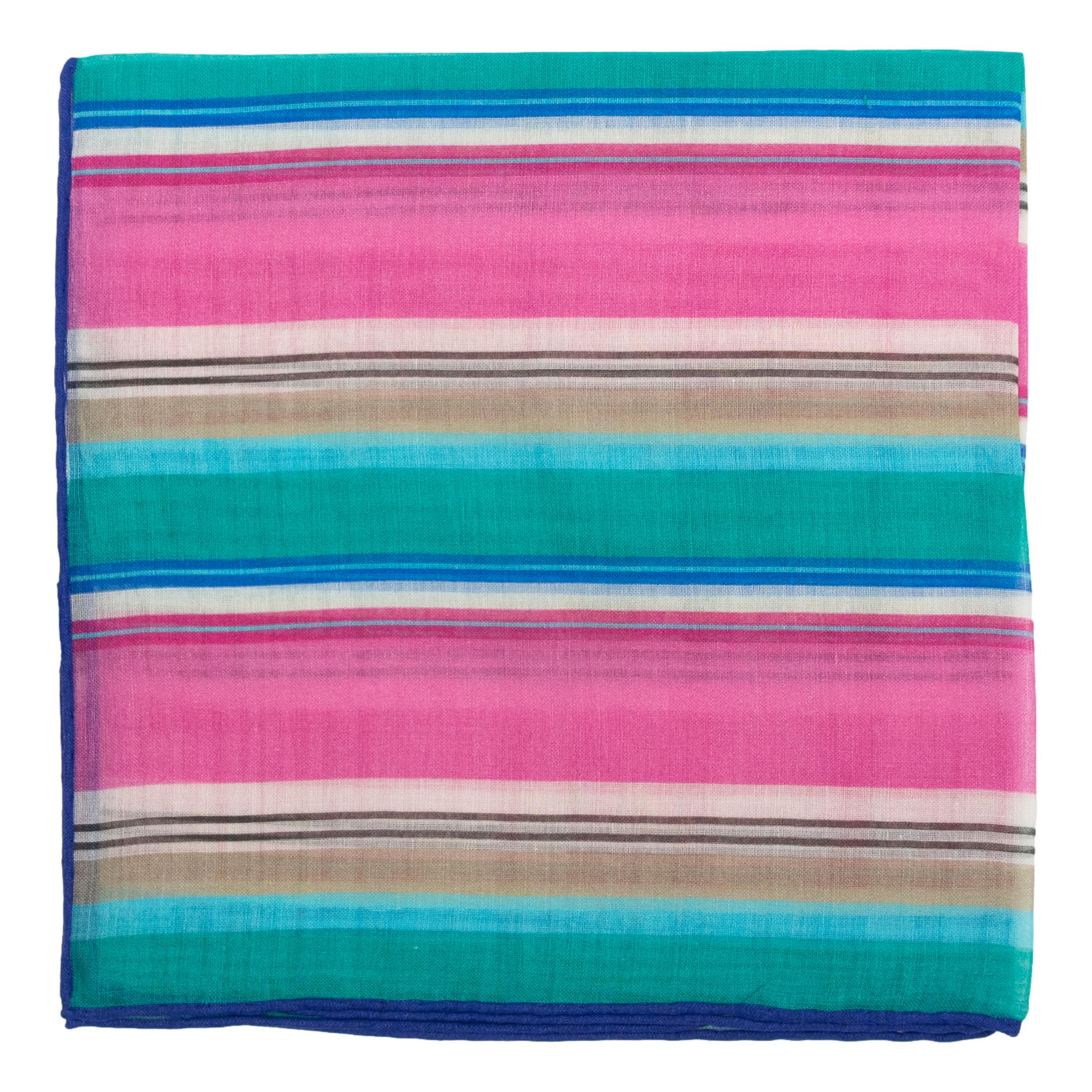 Fun Stripe Cotton Cashmere Blend Pocket Square