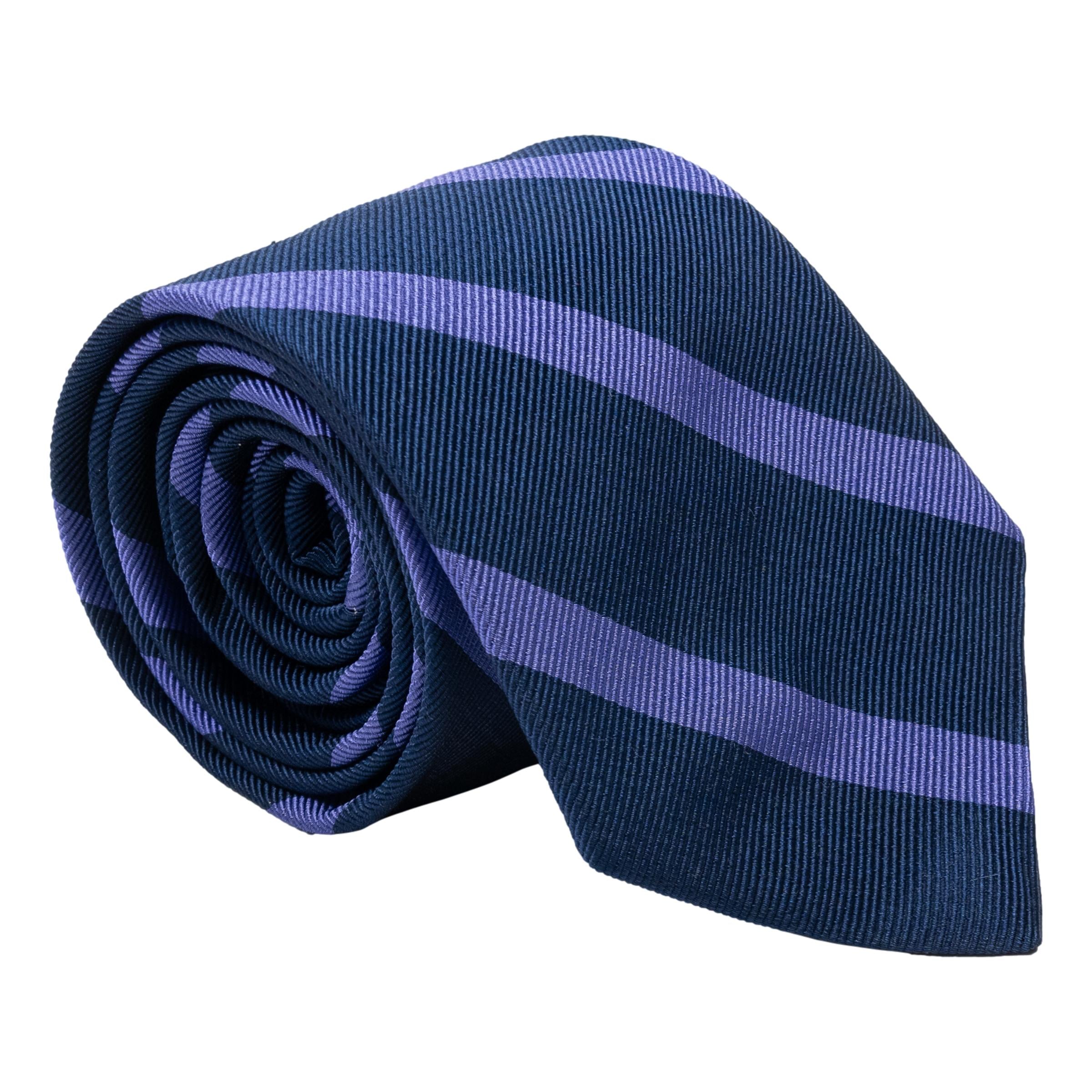 Navy with Reppe Stripe Silk Tie