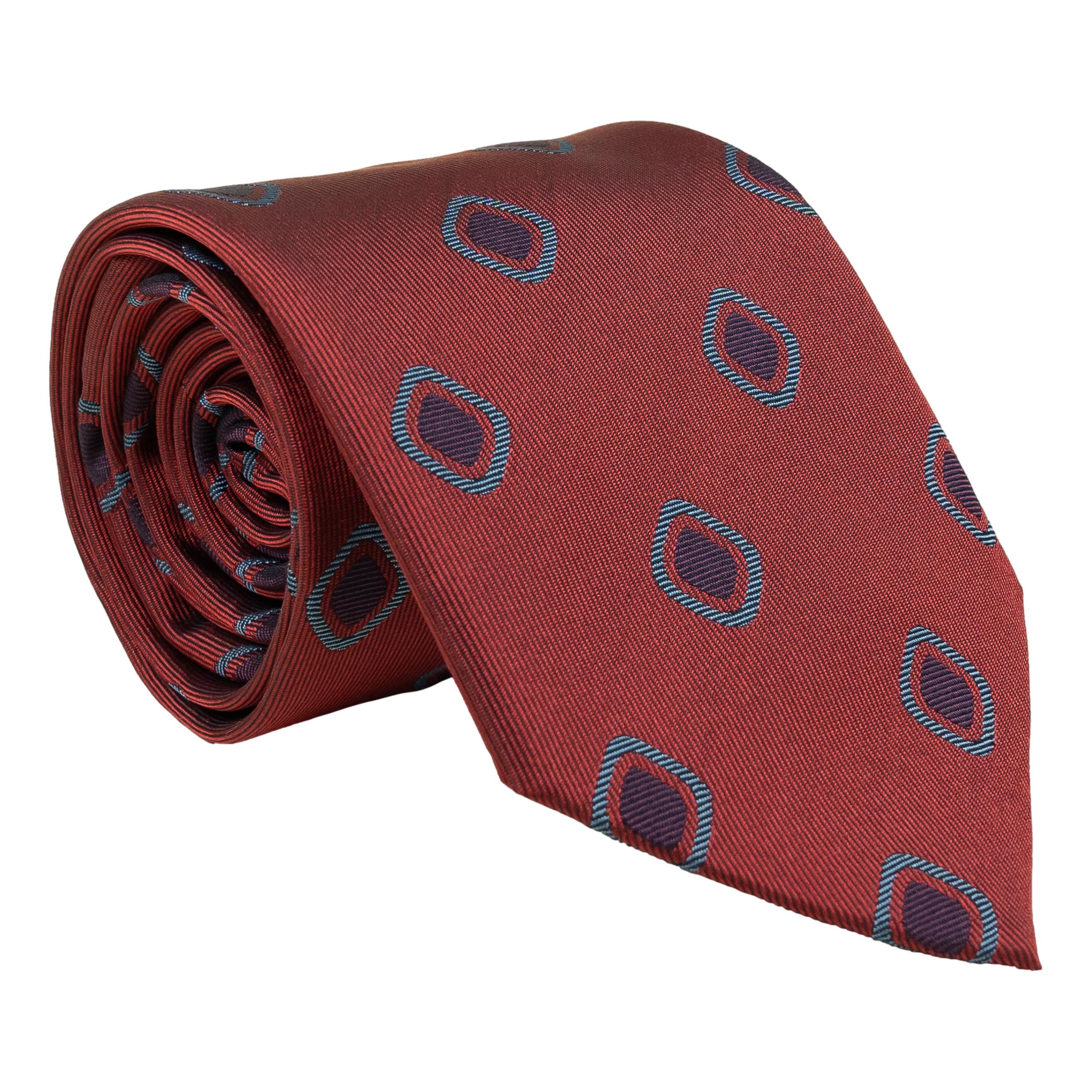 Diamond Bullseye Motif Woven Silk Tie